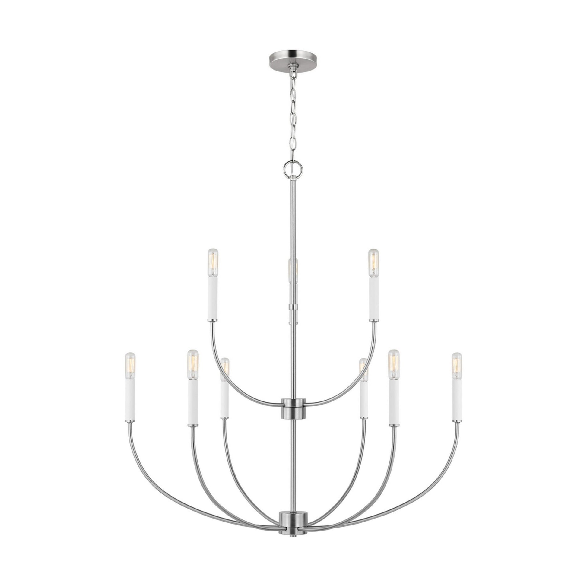 Greenwich 34" 9-Light LED Chandelier, Brushed Nickel Finish - Bees Lighting