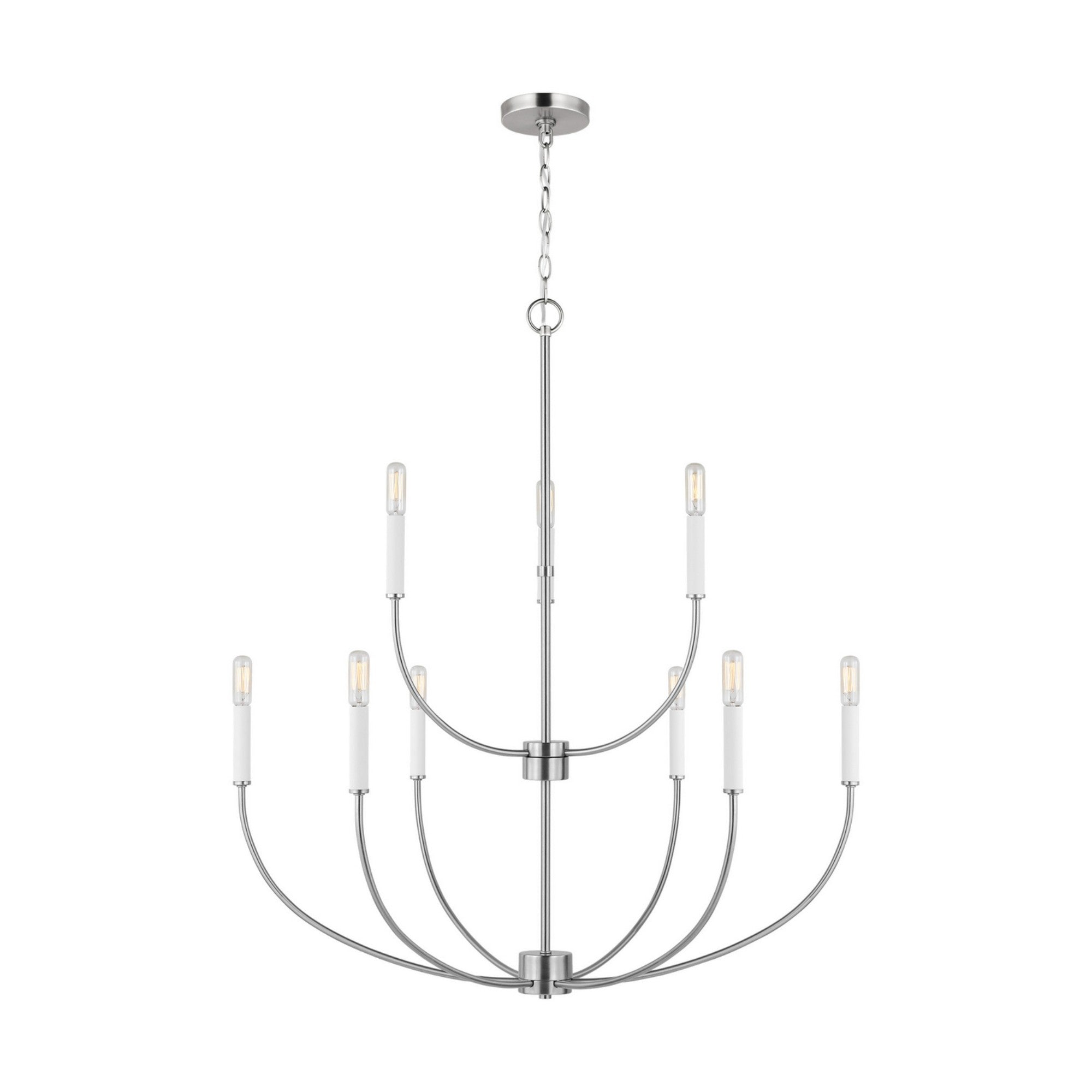 Greenwich 34" 9-Light LED Chandelier, Brushed Nickel Finish - Bees Lighting