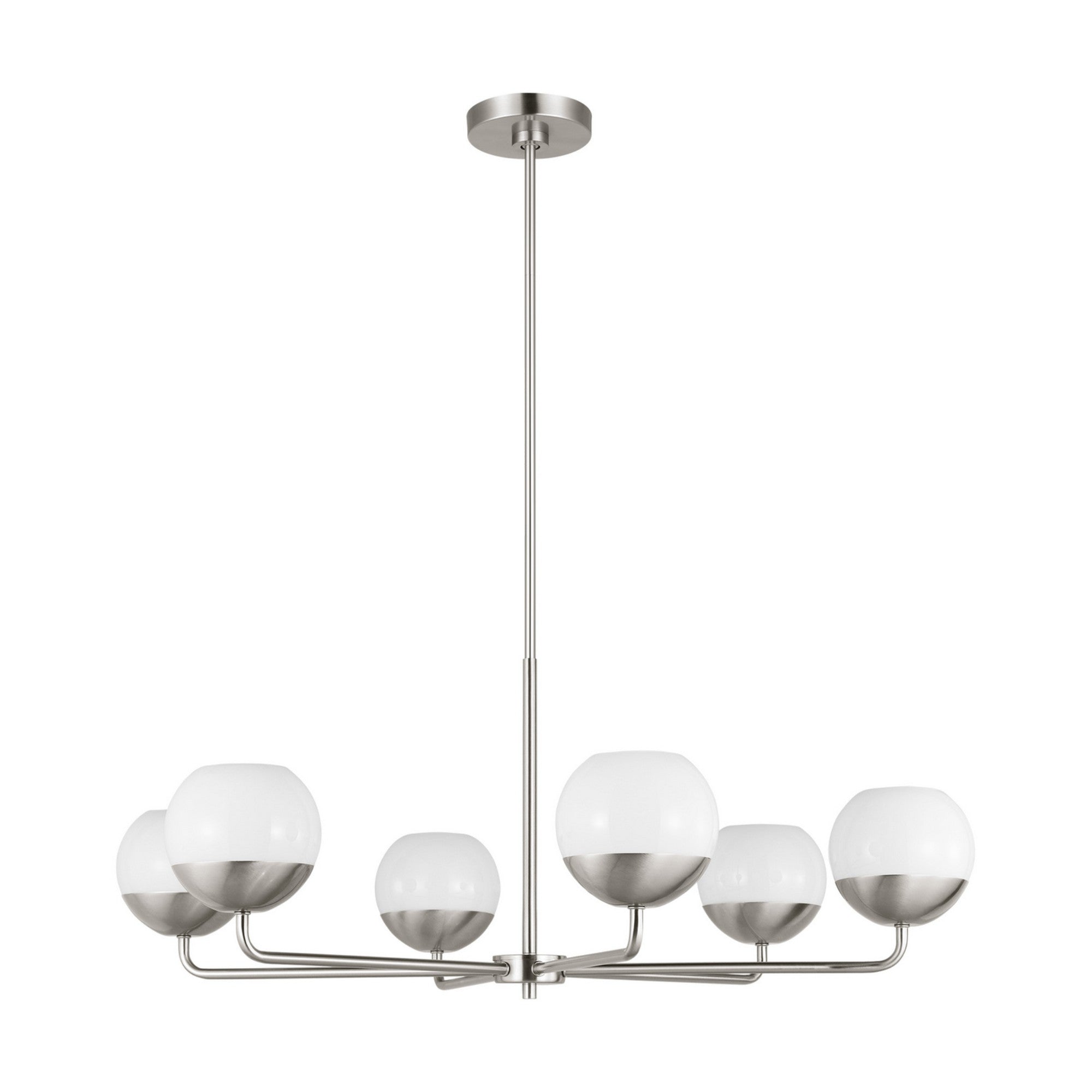 Alvin 38" 6-Light Chandelier, Brushed Nickel Finish - Bees Lighting