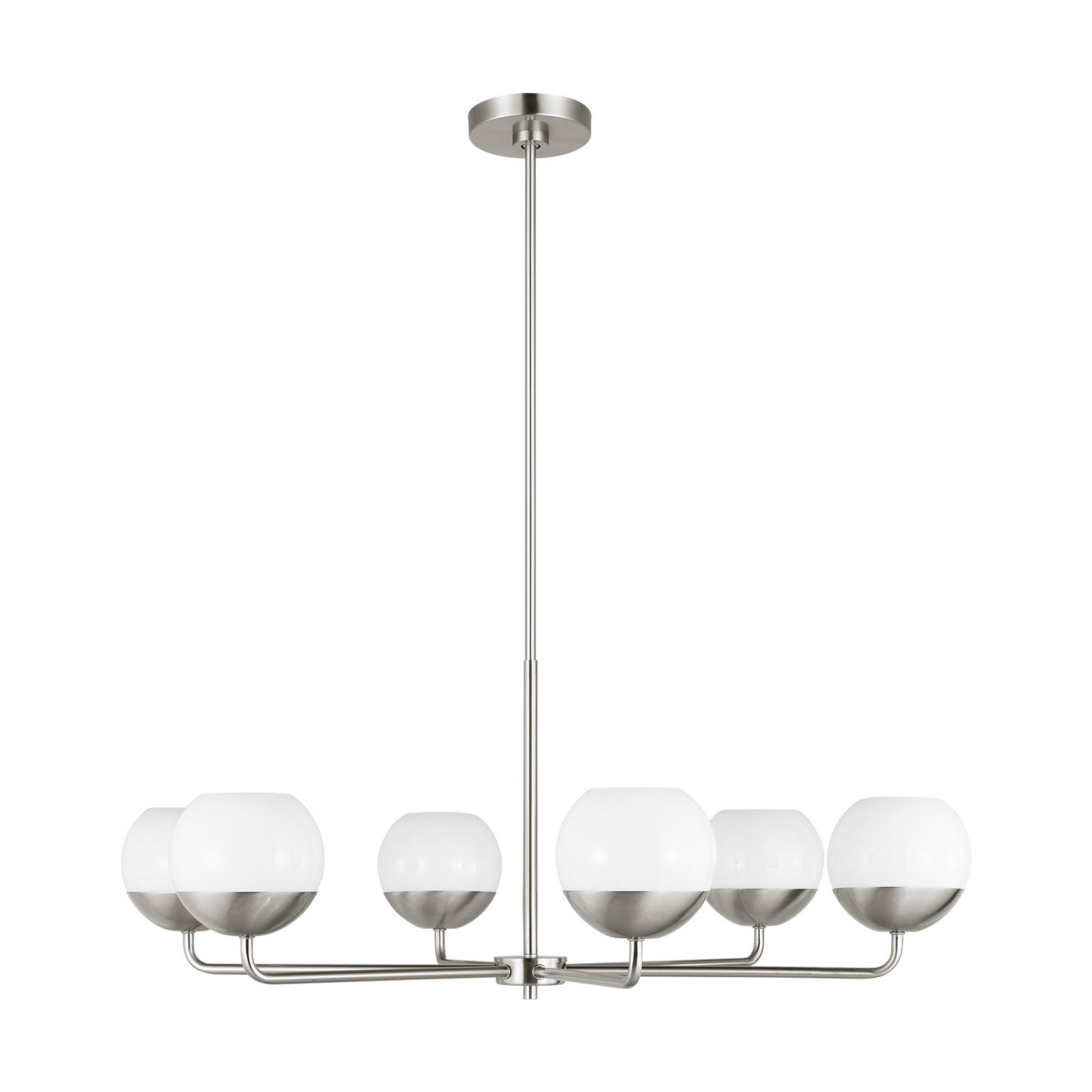 Alvin 38" 6-Light Chandelier, Brushed Nickel Finish - Bees Lighting