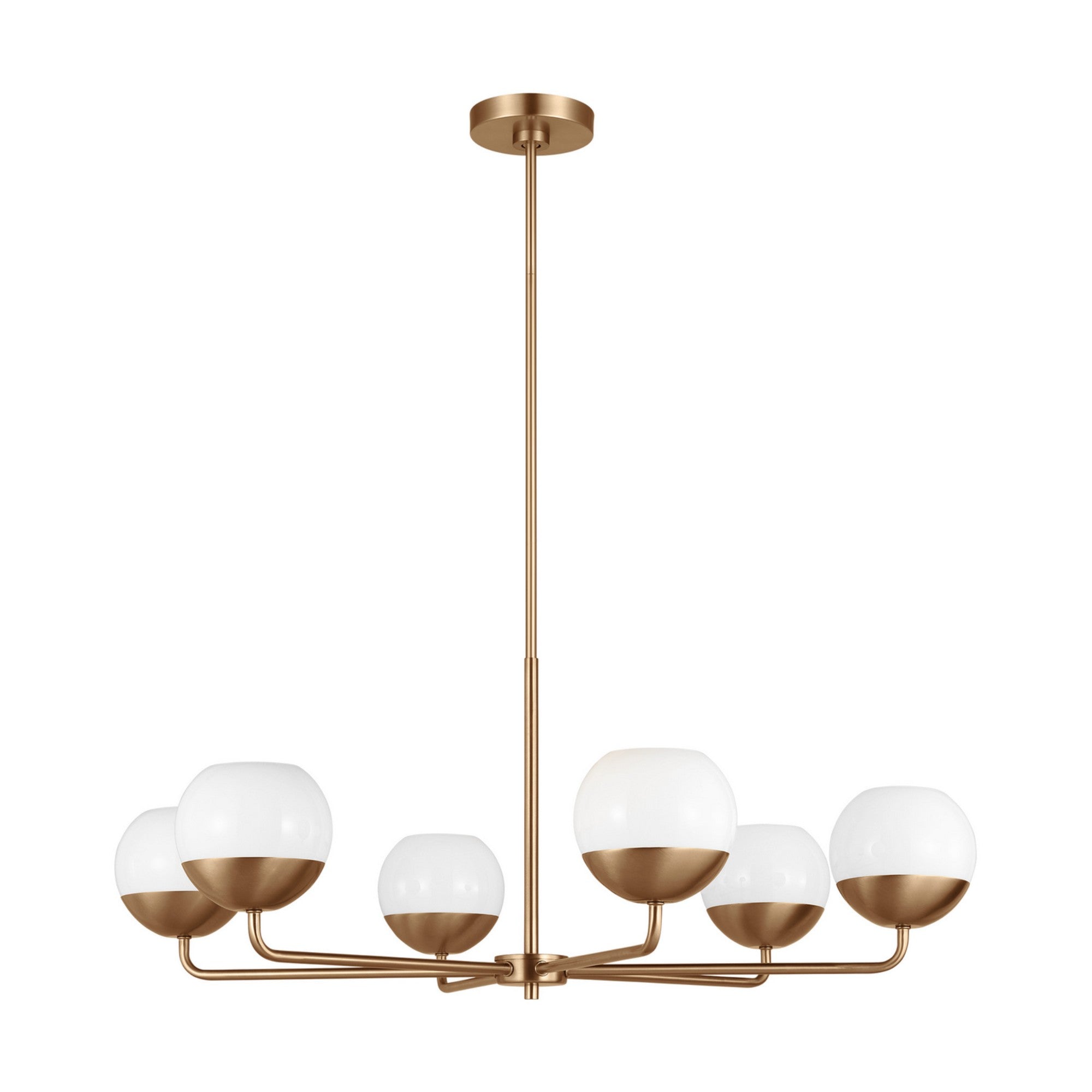 Alvin 38" 6-Light LED Chandelier, Satin Brass Finish - Bees Lighting