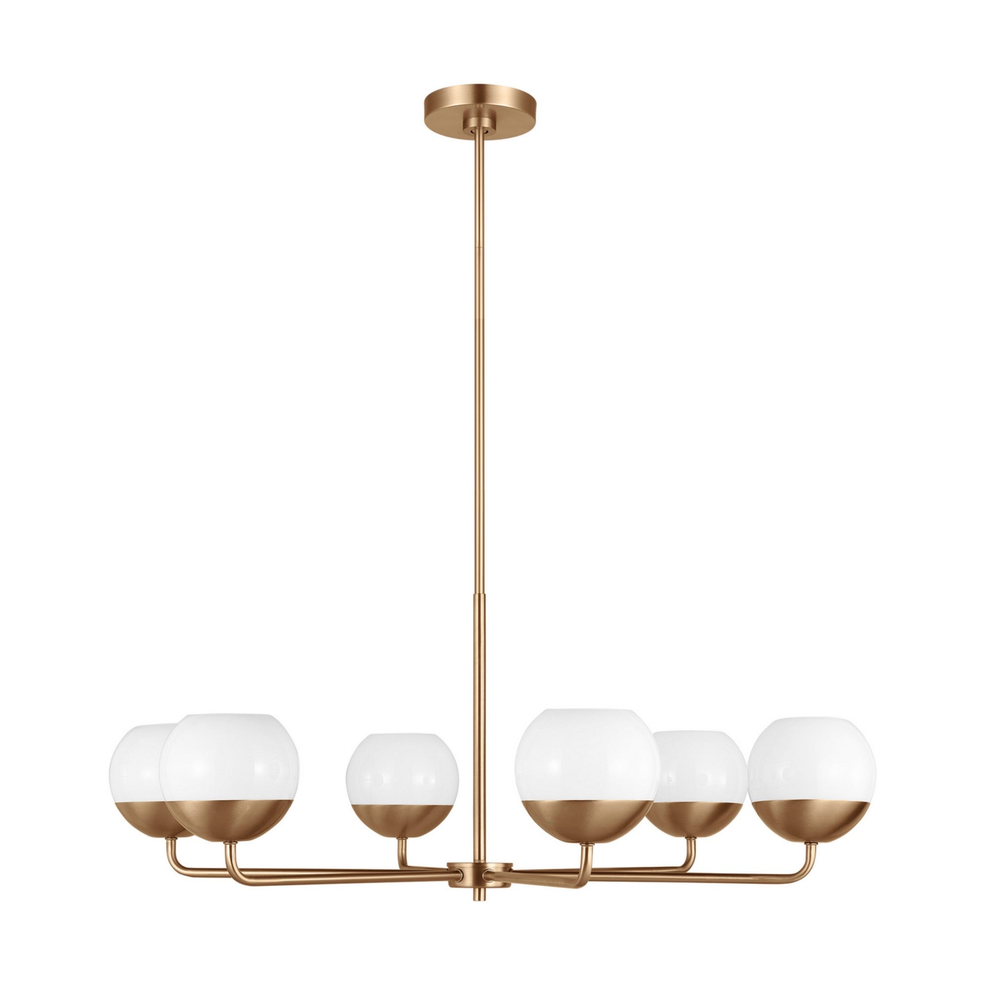 Alvin 38" 6-Light LED Chandelier, Satin Brass Finish - Bees Lighting