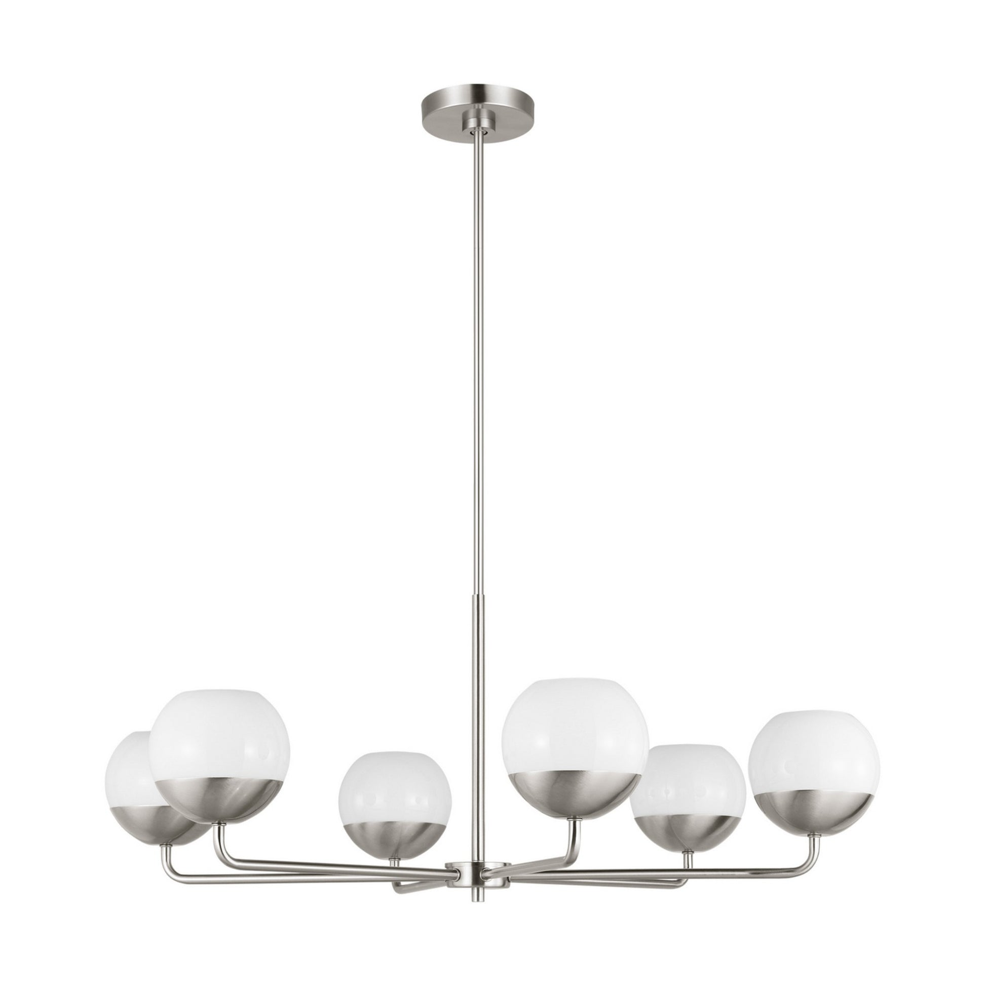 Alvin 38" 6-Light LED Chandelier, Brushed Nickel Finish - Bees Lighting