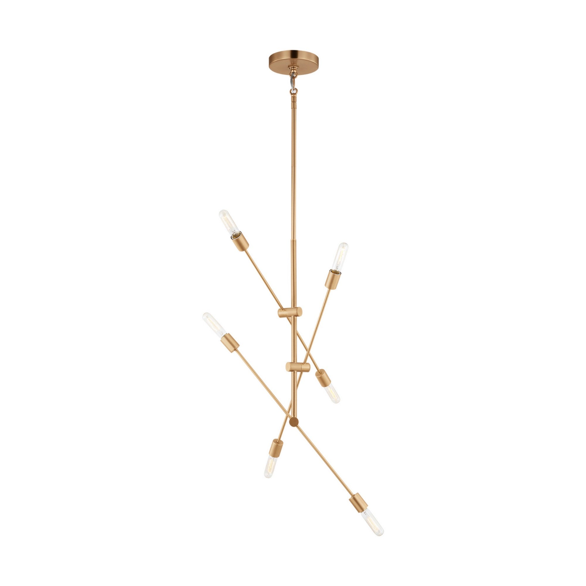 Axis 46" 6-Light Large Chandelier, Satin Brass Finish - Bees Lighting