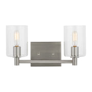 Fullton 14" 2-Light Bathroom Vanity, Brushed Nickel Finish - Bees Lighting