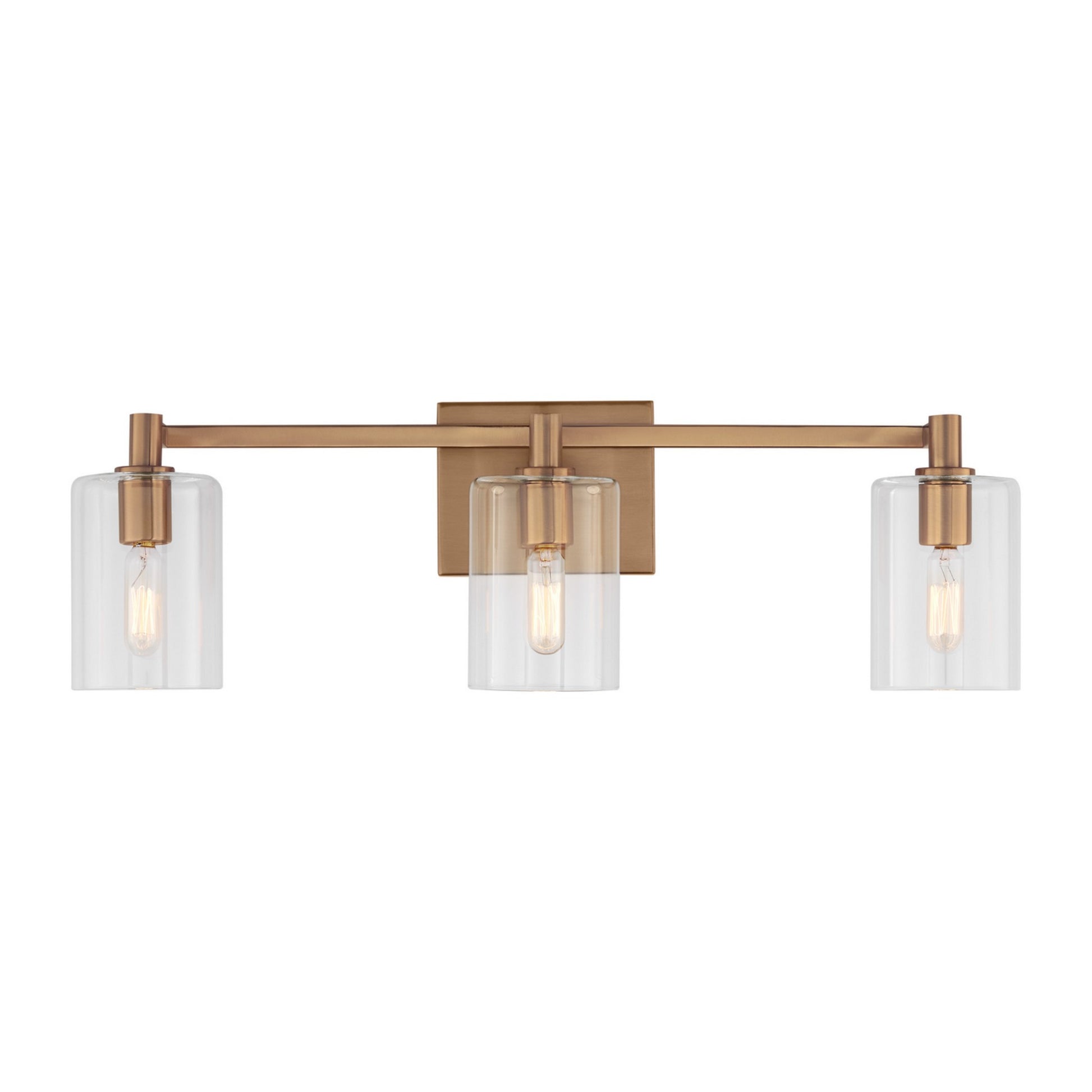 Fullton 25" 3-Light Bathroom Vanity, Satin Brass Finish - Bees Lighting