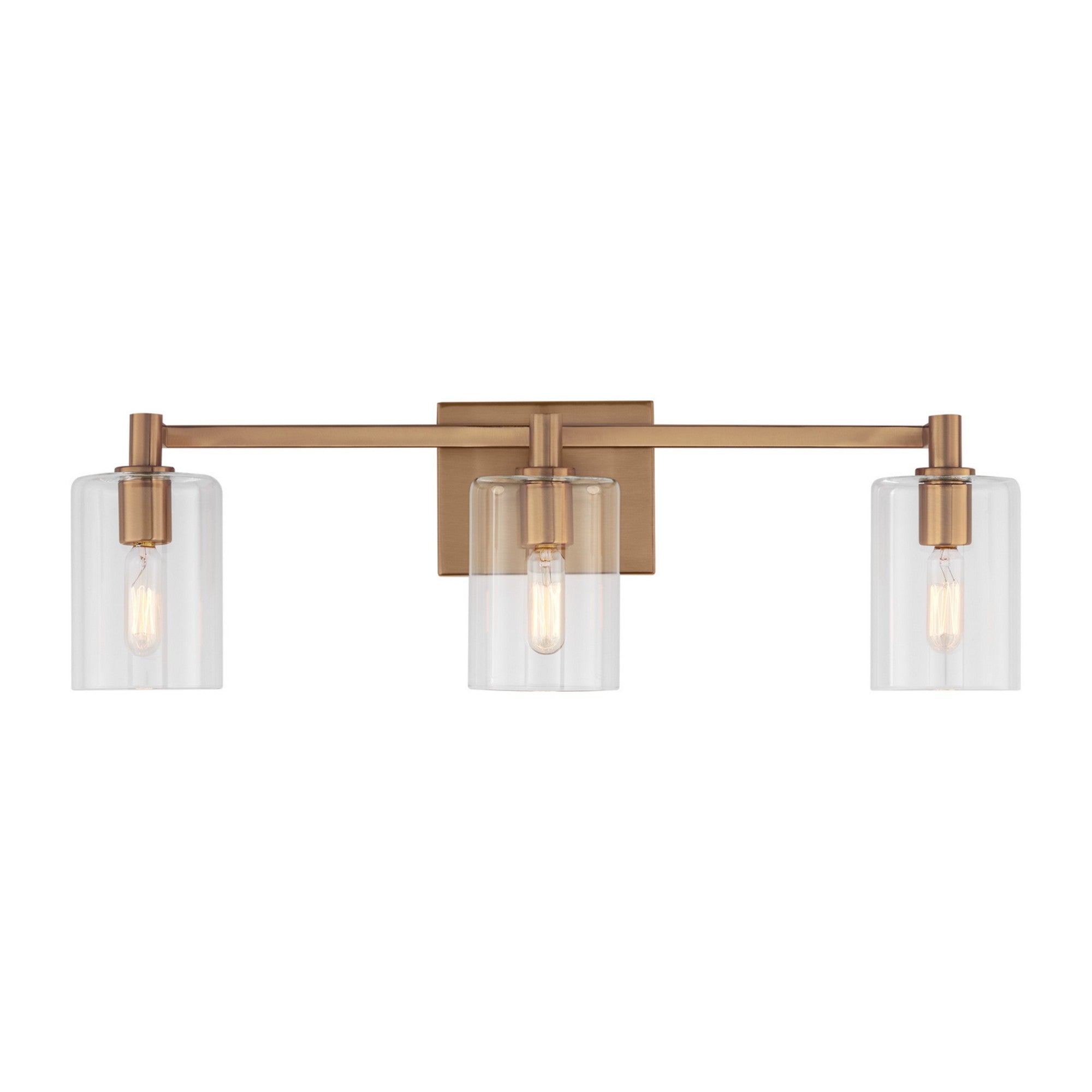 Fullton 25" 3-Light Bathroom Vanity, Satin Brass Finish - Bees Lighting