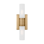 Keaton 16" Small 2-Light Bathroom Vanity, Satin Brass Finish - Bees Lighting