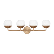 Alvin 33" 4-Light LED Bathroom Vanity, Satin Brass Finish - Bees Lighting