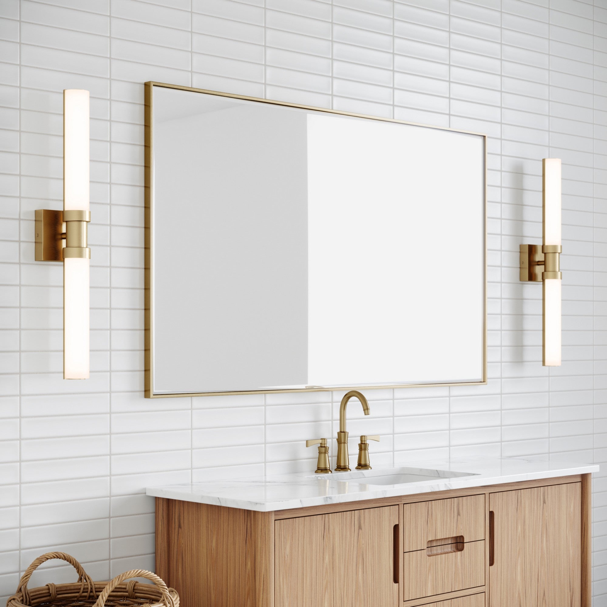 Kiel 27" Medium LED Vanity Light, Satin Brass Finish - Bees Lighting