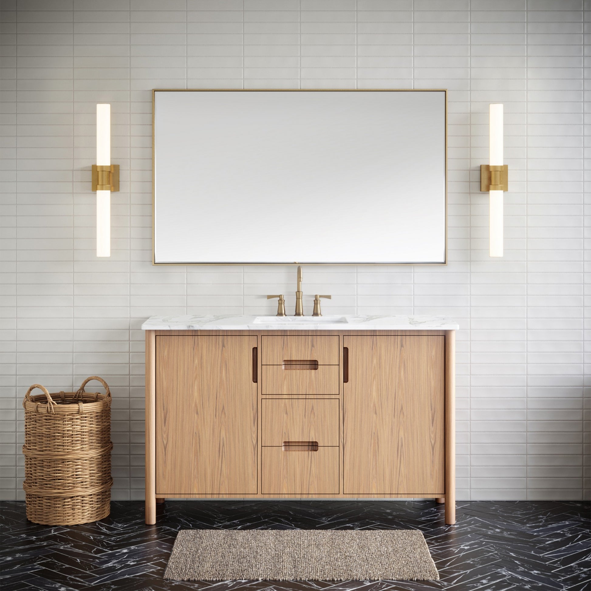 Kiel 27" Medium LED Vanity Light, Satin Brass Finish - Bees Lighting