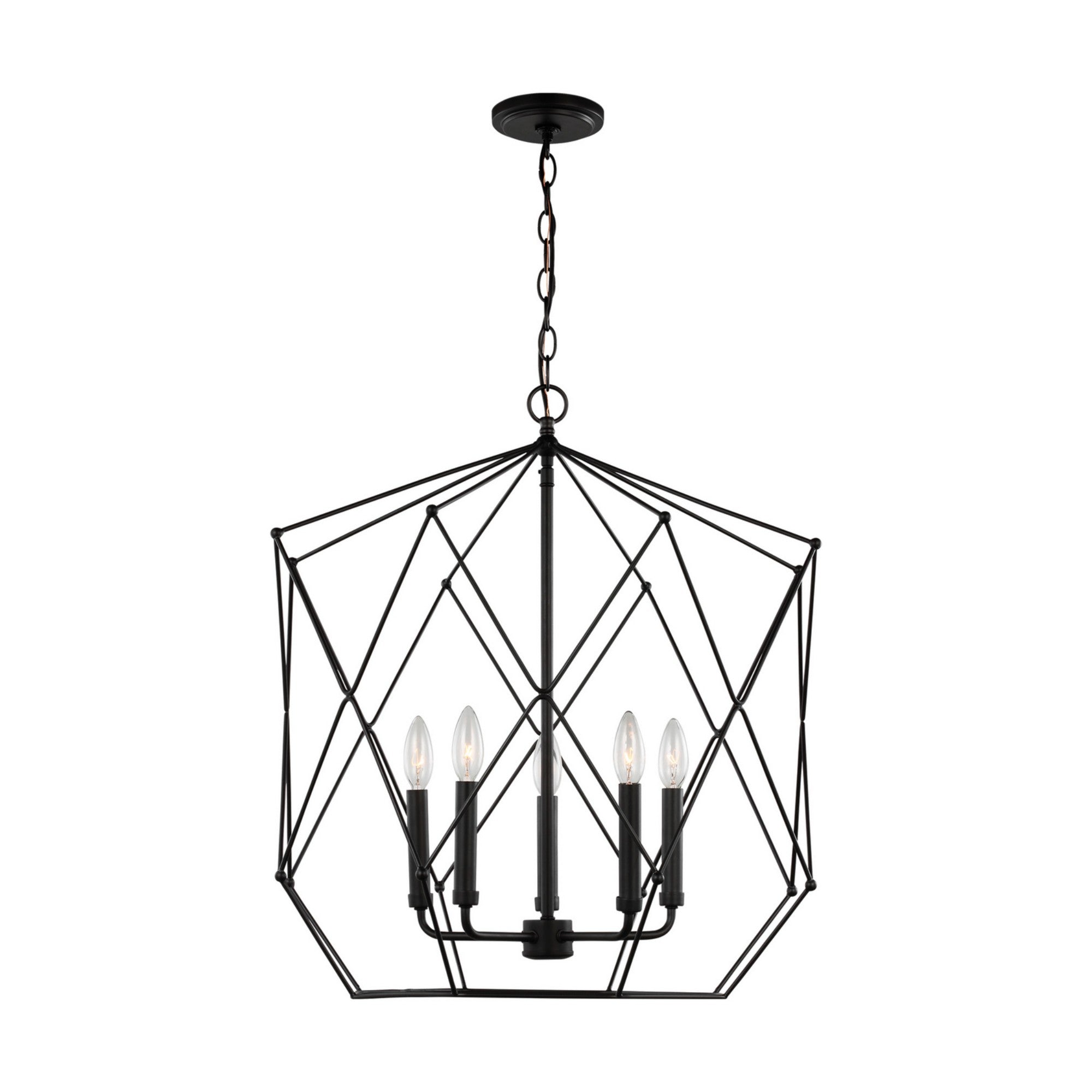 Zarra 23" LED Large 5-Light Lantern, Midnight Black Finish - Bees Lighting