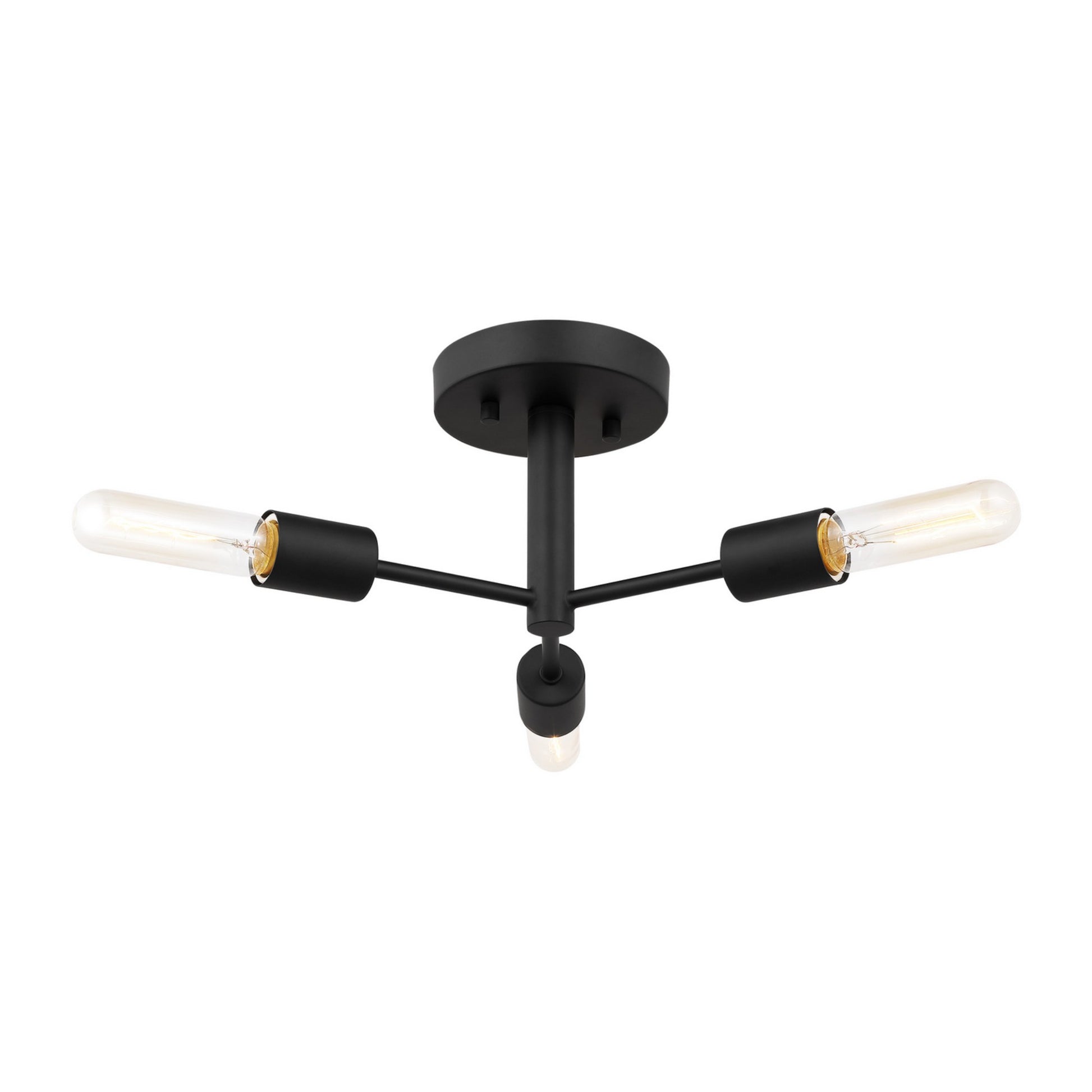 Axis 24" 3-Light Semi Flush Mount, Midnight Black Finish - Bees Lighting