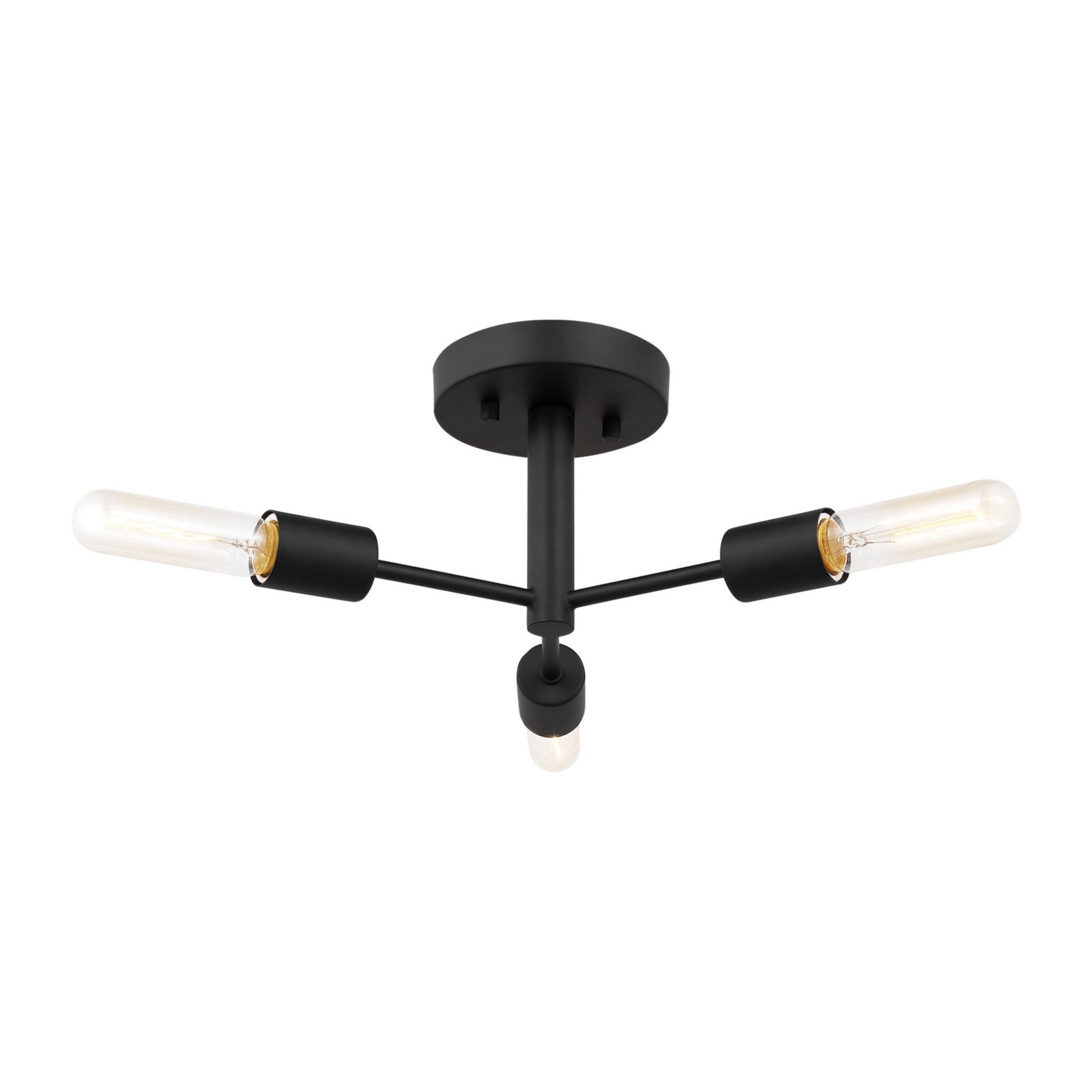 Axis 24" 3-Light Semi Flush Mount, Midnight Black Finish - Bees Lighting