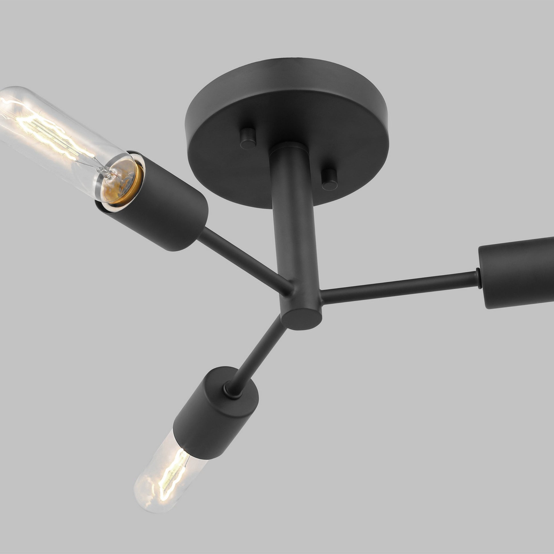 Axis 24" 3-Light Semi Flush Mount, Midnight Black Finish - Bees Lighting