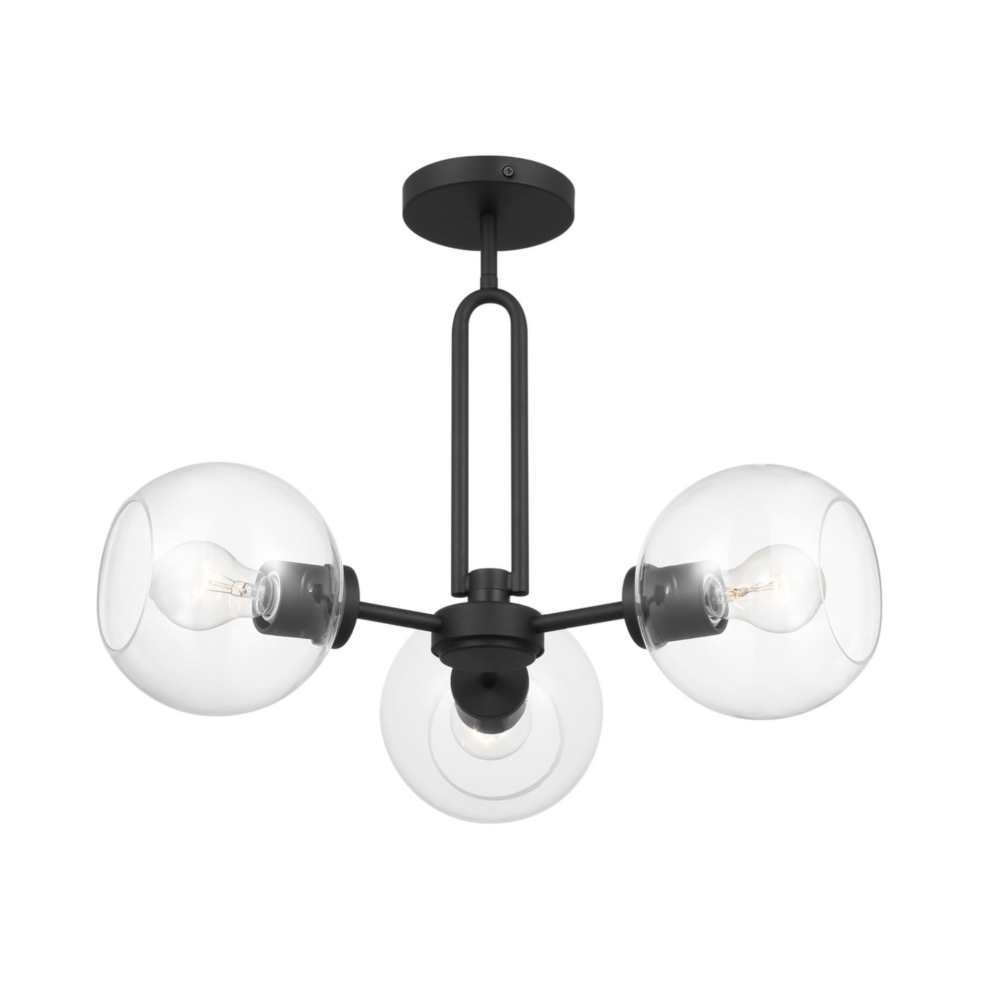 Codyn 22" 3-Light Semi-Flush Convertible Pendant, Midnight Black Finish - Bees Lighting