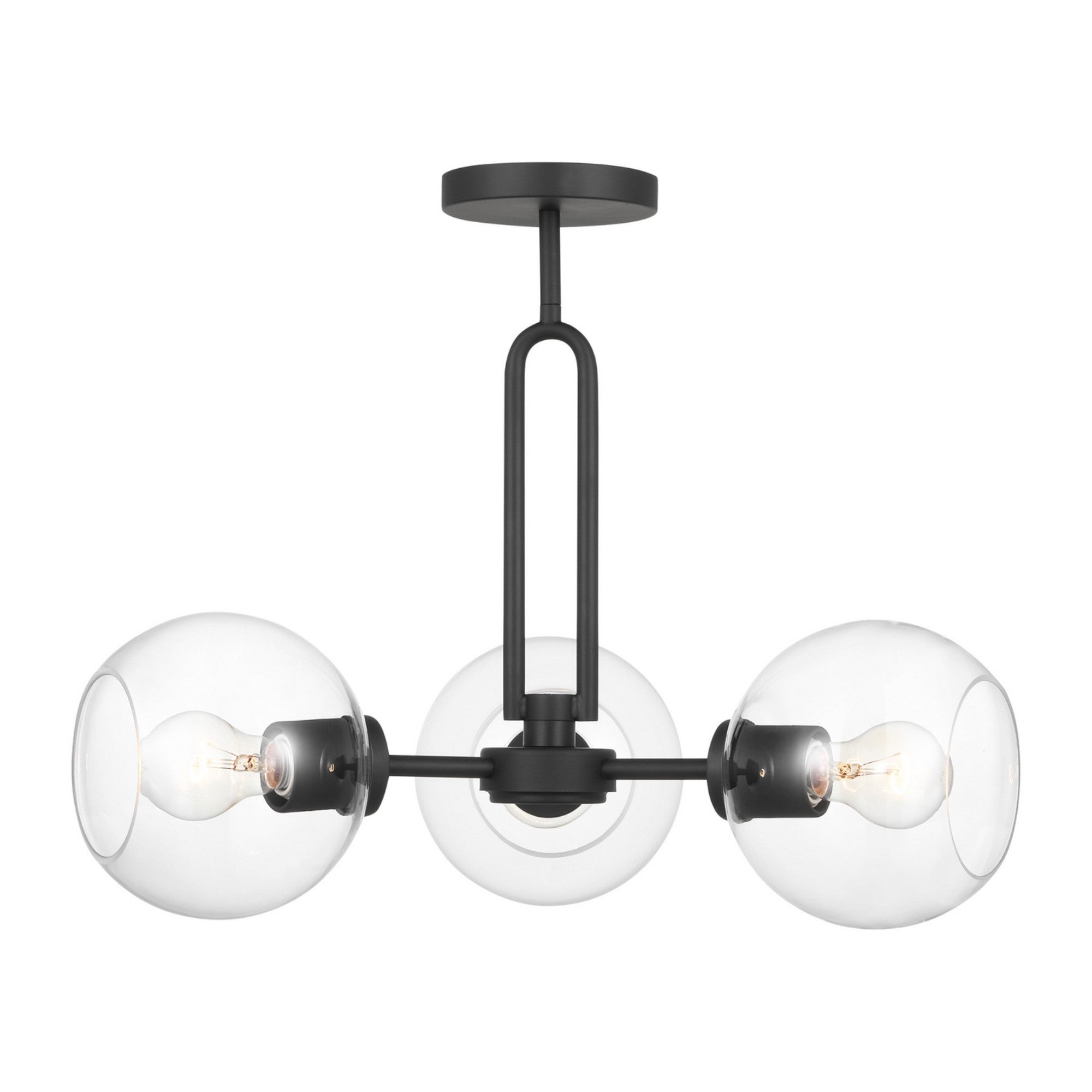 Codyn 22" 3-Light Semi-Flush Convertible Pendant, Midnight Black Finish - Bees Lighting
