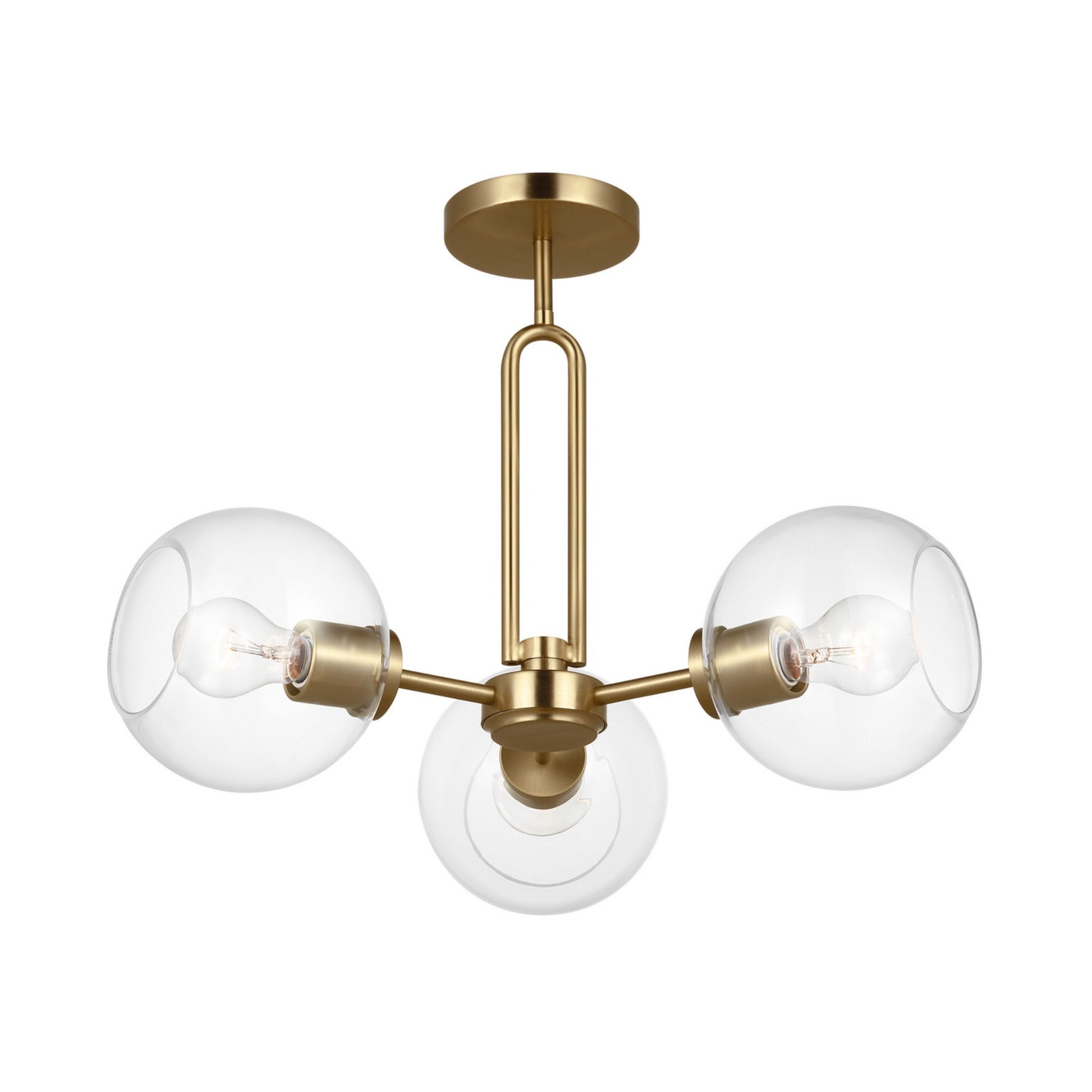 Codyn 22" 3-Light Semi-Flush Convertible Pendant, Satin Brass Finish - Bees Lighting