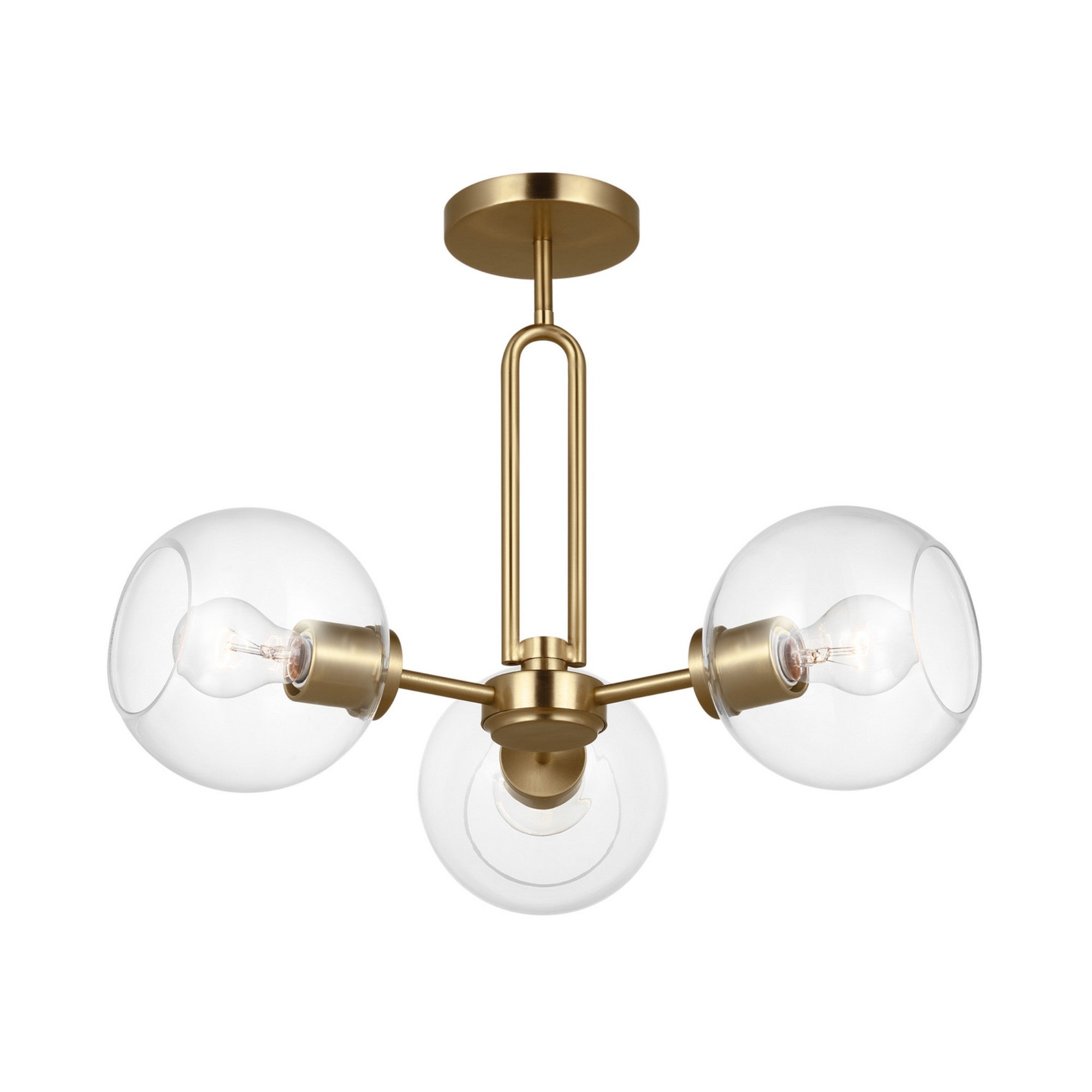 Codyn 22" 3-Light Semi-Flush Convertible Pendant, Satin Brass Finish - Bees Lighting