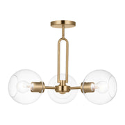 Codyn 22" 3-Light Semi-Flush Convertible Pendant, Satin Brass Finish - Bees Lighting