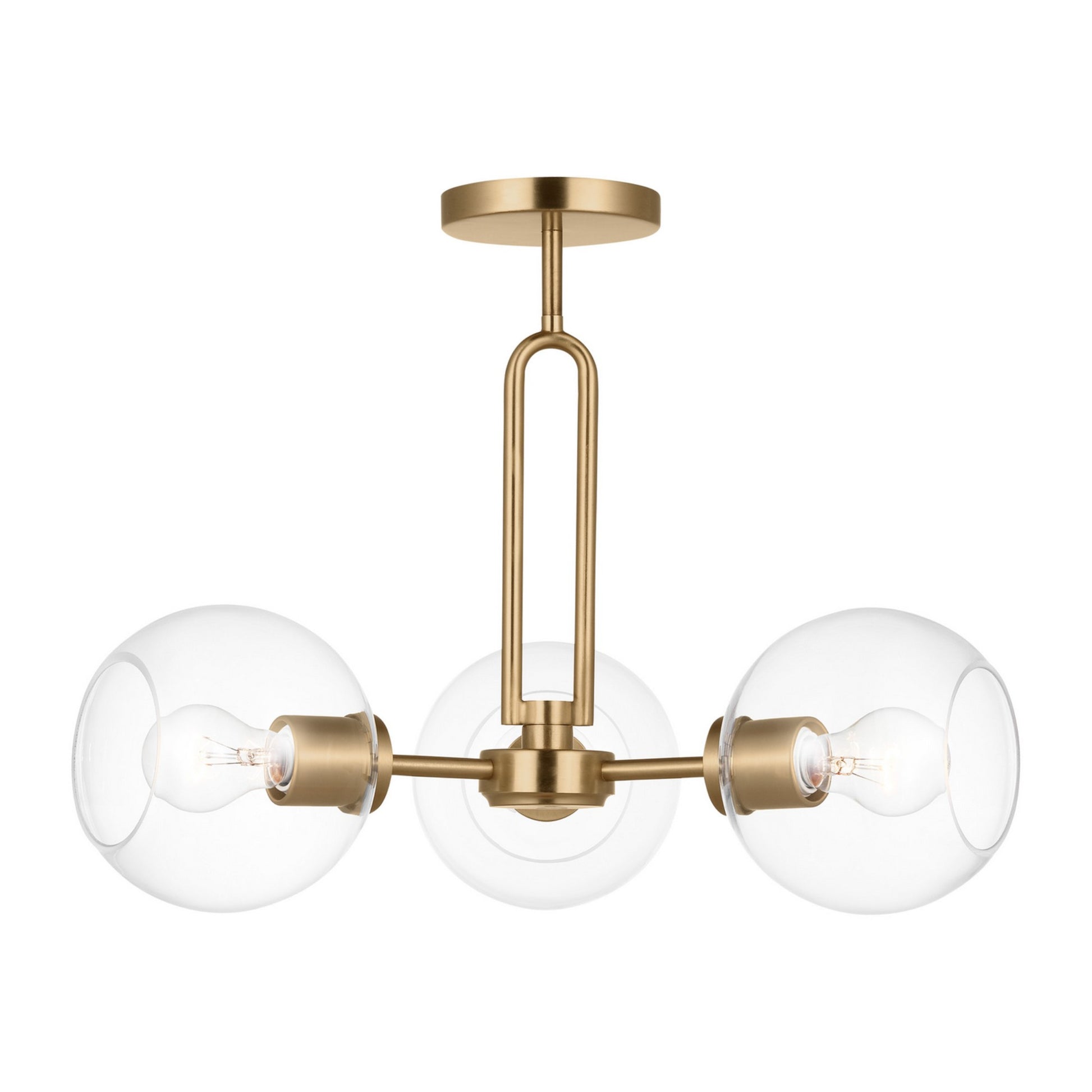 Codyn 22" 3-Light Semi-Flush Convertible Pendant, Satin Brass Finish - Bees Lighting