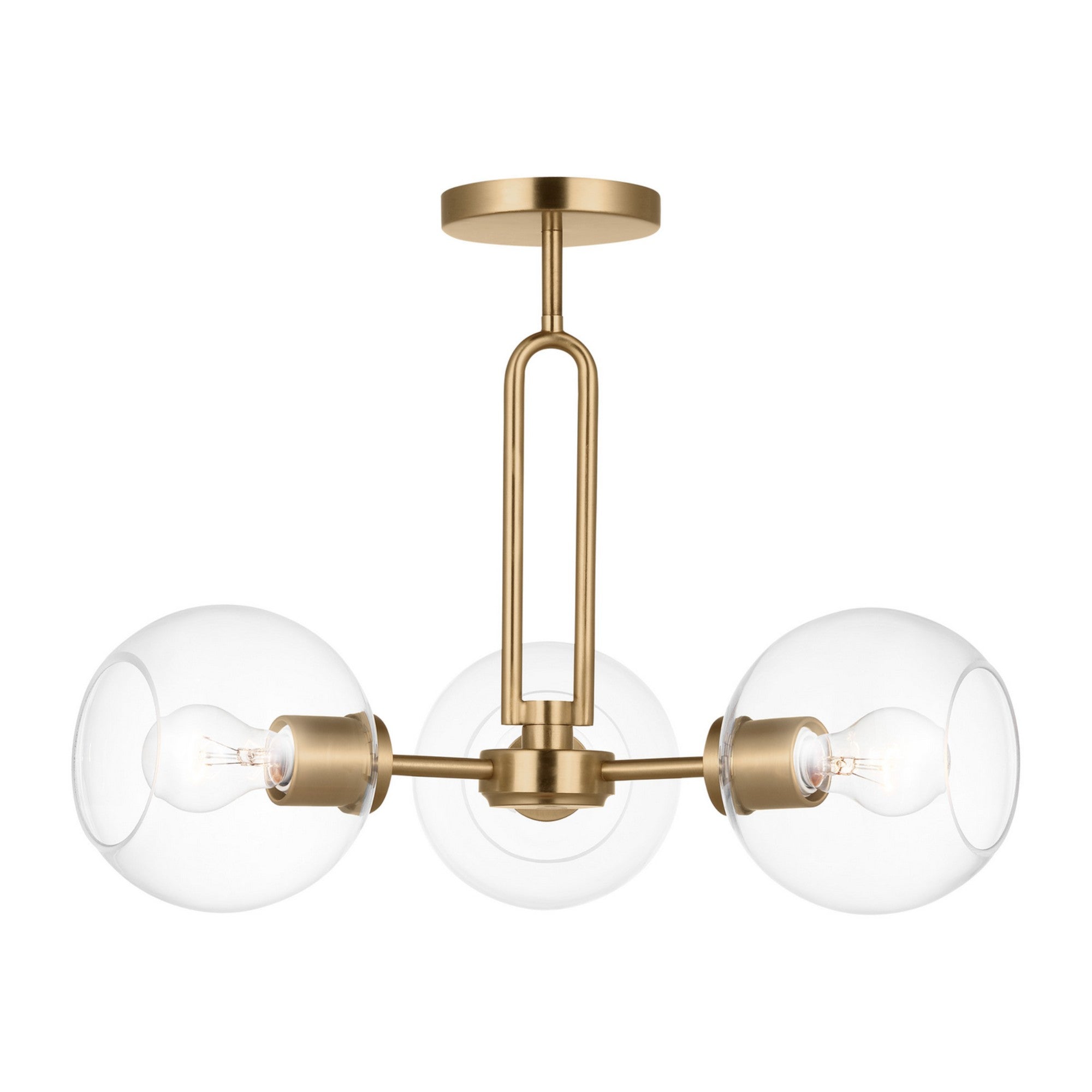 Codyn 22" 3-Light Semi-Flush Convertible Pendant, Satin Brass Finish - Bees Lighting
