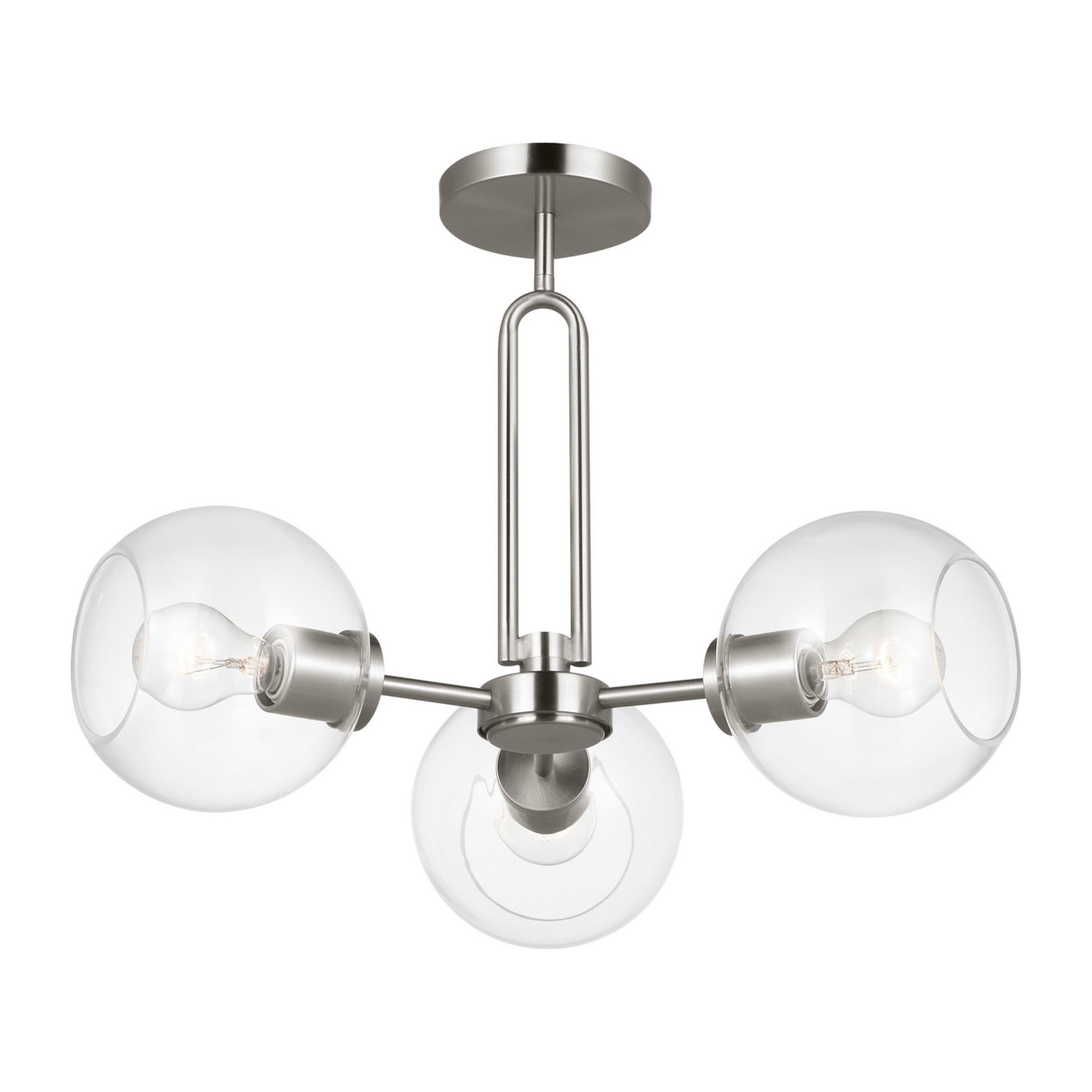Codyn 22" 3-Light Semi-Flush Convertible Pendant, Brushed Nickel Finish - Bees Lighting