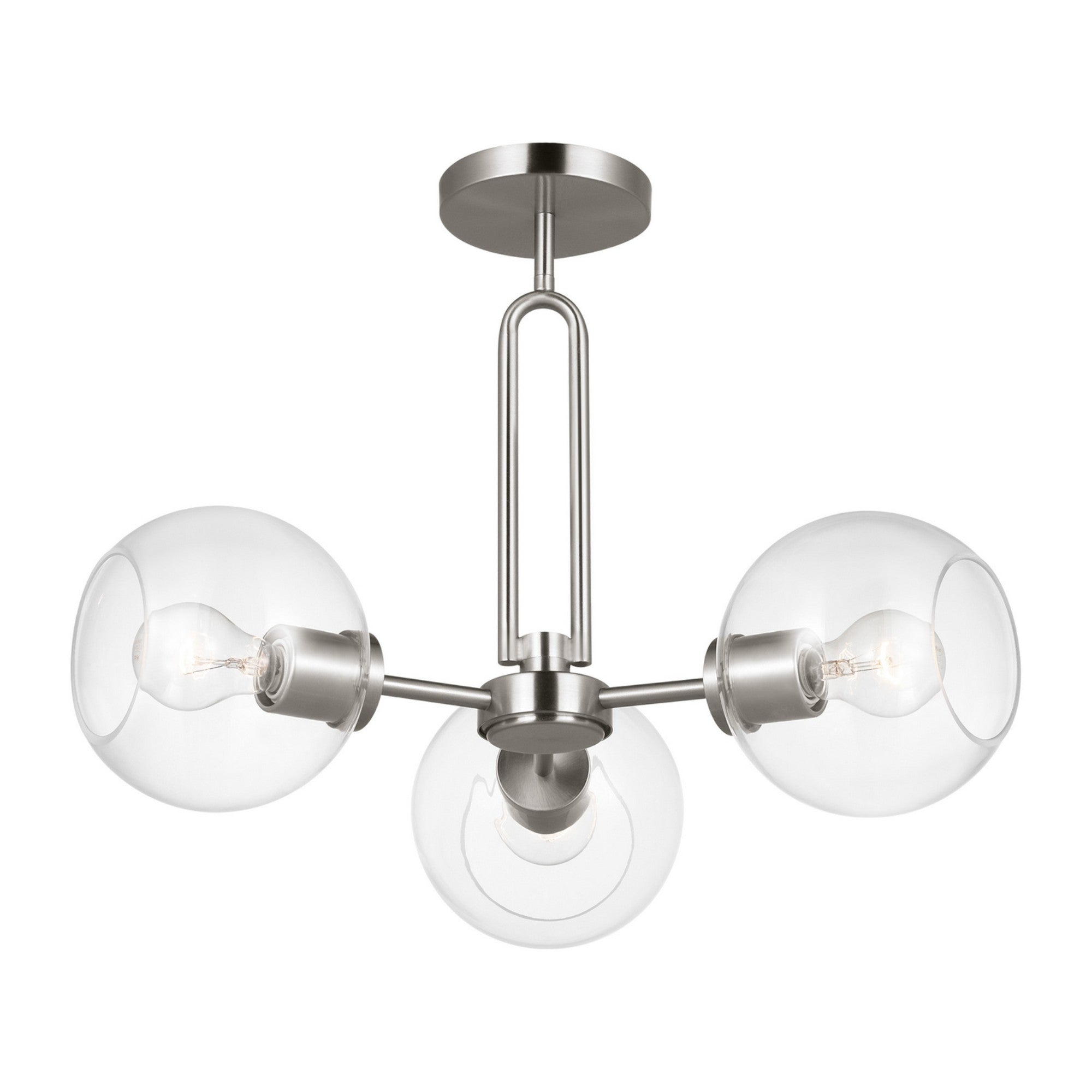 Codyn 22" 3-Light Semi-Flush Convertible Pendant, Brushed Nickel Finish - Bees Lighting