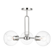 Codyn 22" 3-Light Semi-Flush Convertible Pendant, Brushed Nickel Finish - Bees Lighting