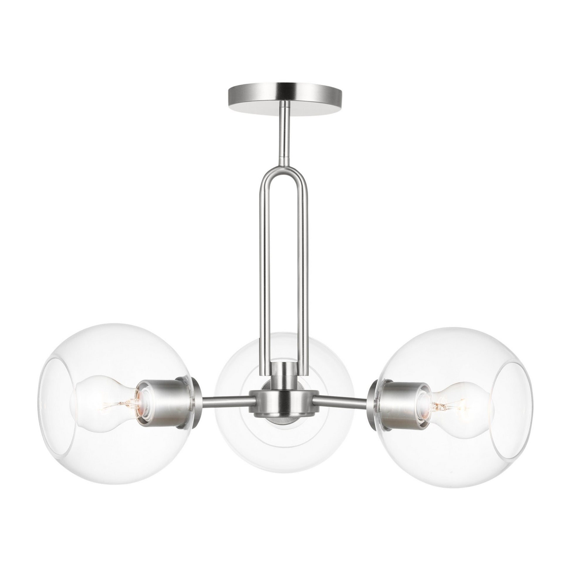 Codyn 22" 3-Light Semi-Flush Convertible Pendant, Brushed Nickel Finish - Bees Lighting