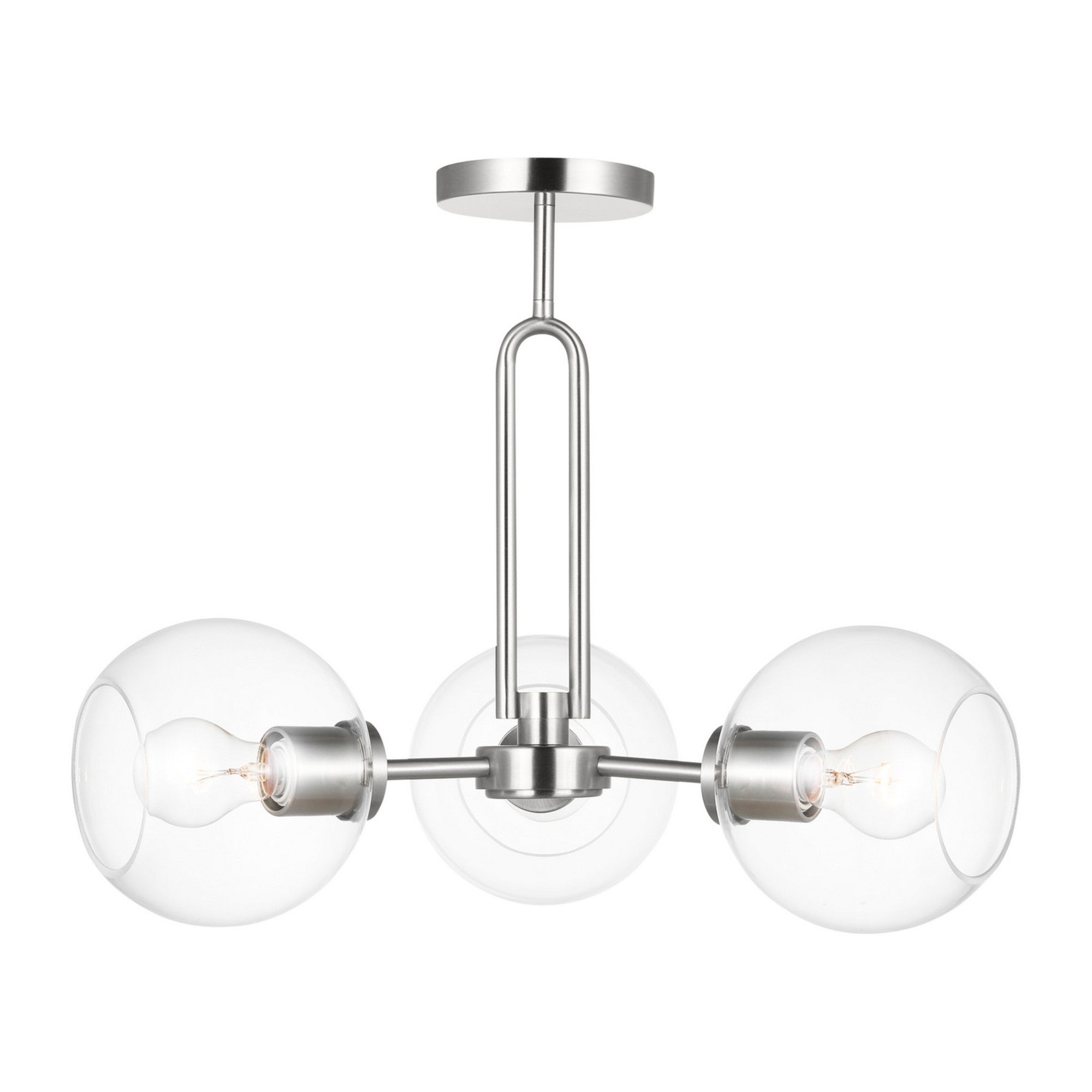 Codyn 22" 3-Light Semi-Flush Convertible Pendant, Brushed Nickel Finish - Bees Lighting