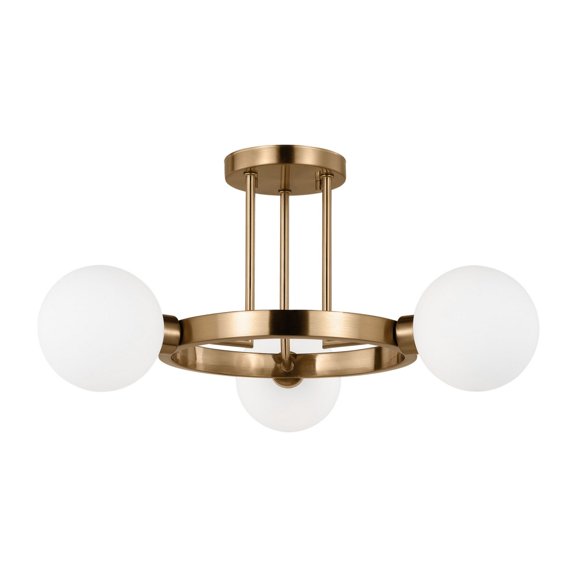 Clybourn 21" 3-Light Semi Flush Mount, Satin Brass Finish - Bees Lighting