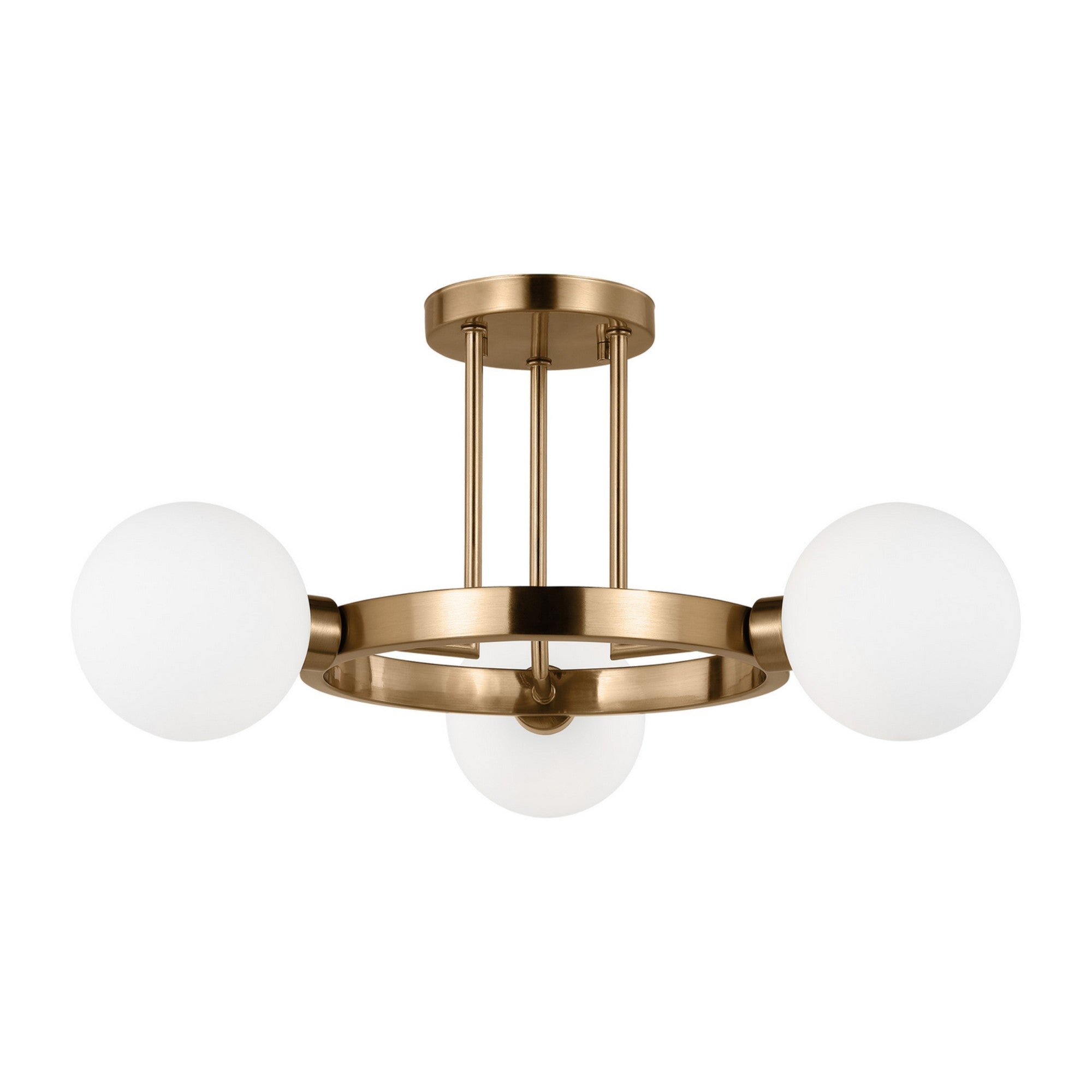 Clybourn 21" 3-Light Semi Flush Mount, Satin Brass Finish - Bees Lighting