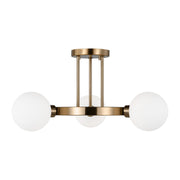 Clybourn 21" 3-Light Semi Flush Mount, Satin Brass Finish - Bees Lighting
