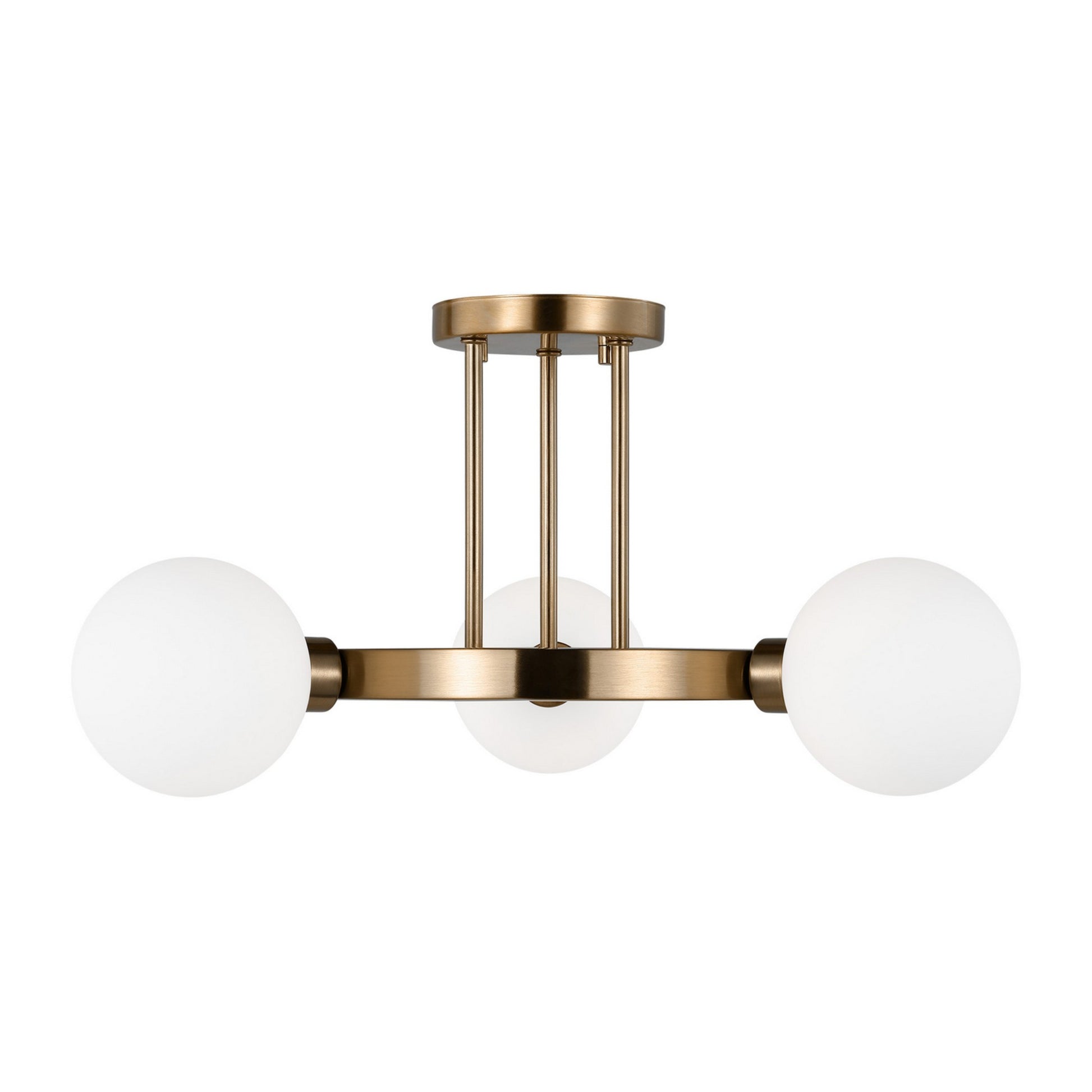 Clybourn 21" 3-Light Semi Flush Mount, Satin Brass Finish - Bees Lighting