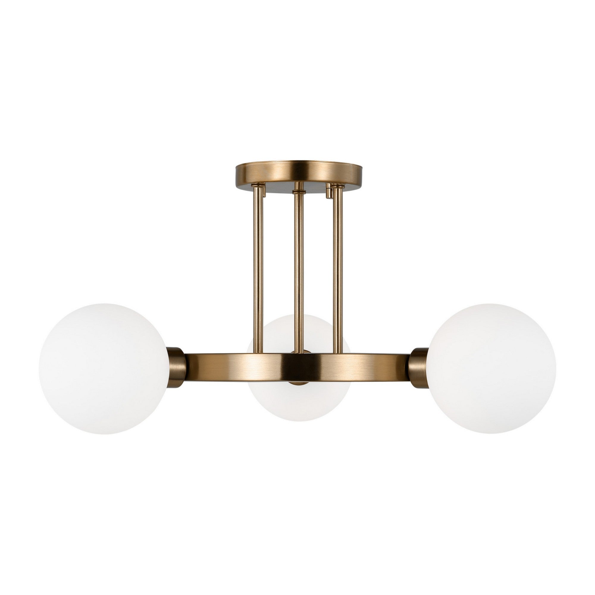 Clybourn 21" 3-Light Semi Flush Mount, Satin Brass Finish - Bees Lighting