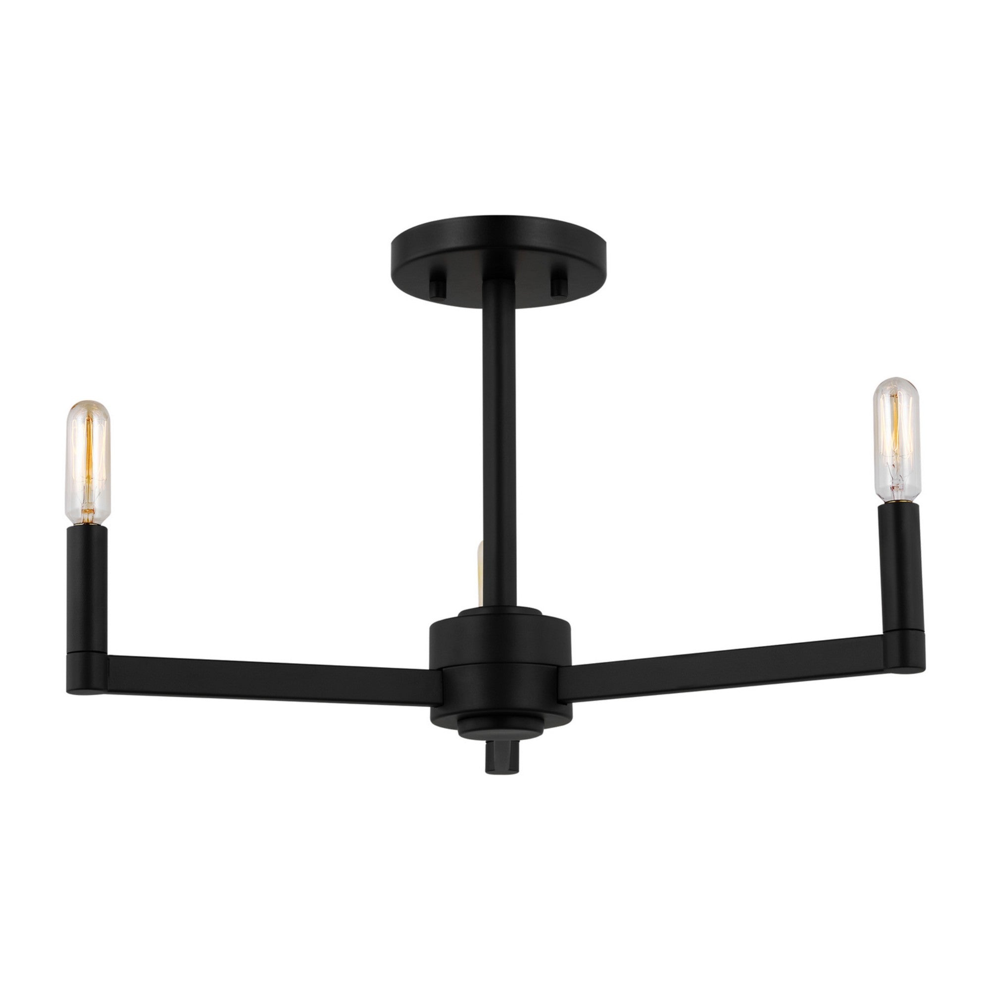 Fullton 20" 3-Light Semi Flush Mount, Midnight Black Finish - Bees Lighting