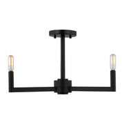 Fullton 20" 3-Light Semi Flush Mount, Midnight Black Finish - Bees Lighting