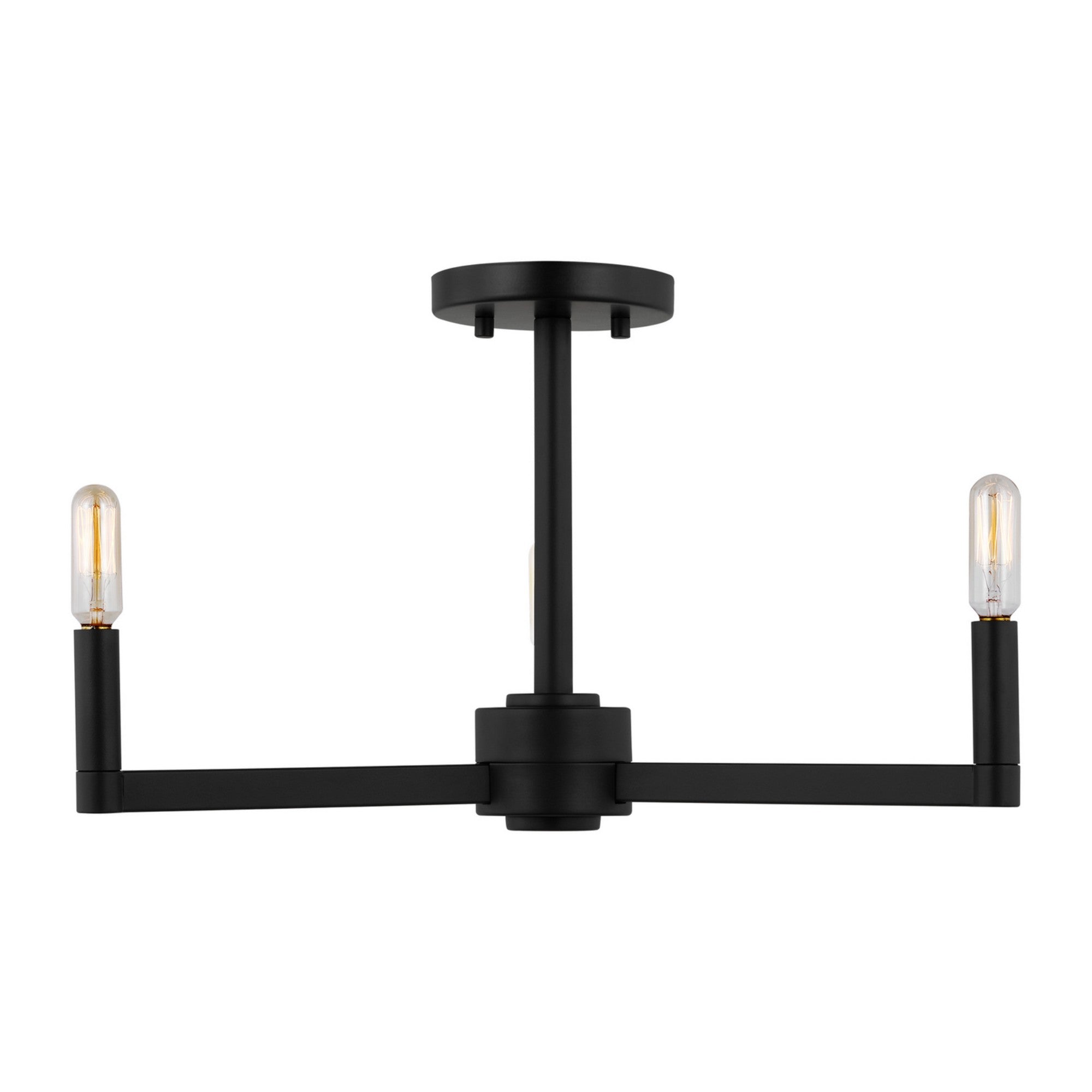 Fullton 20" 3-Light Semi Flush Mount, Midnight Black Finish - Bees Lighting