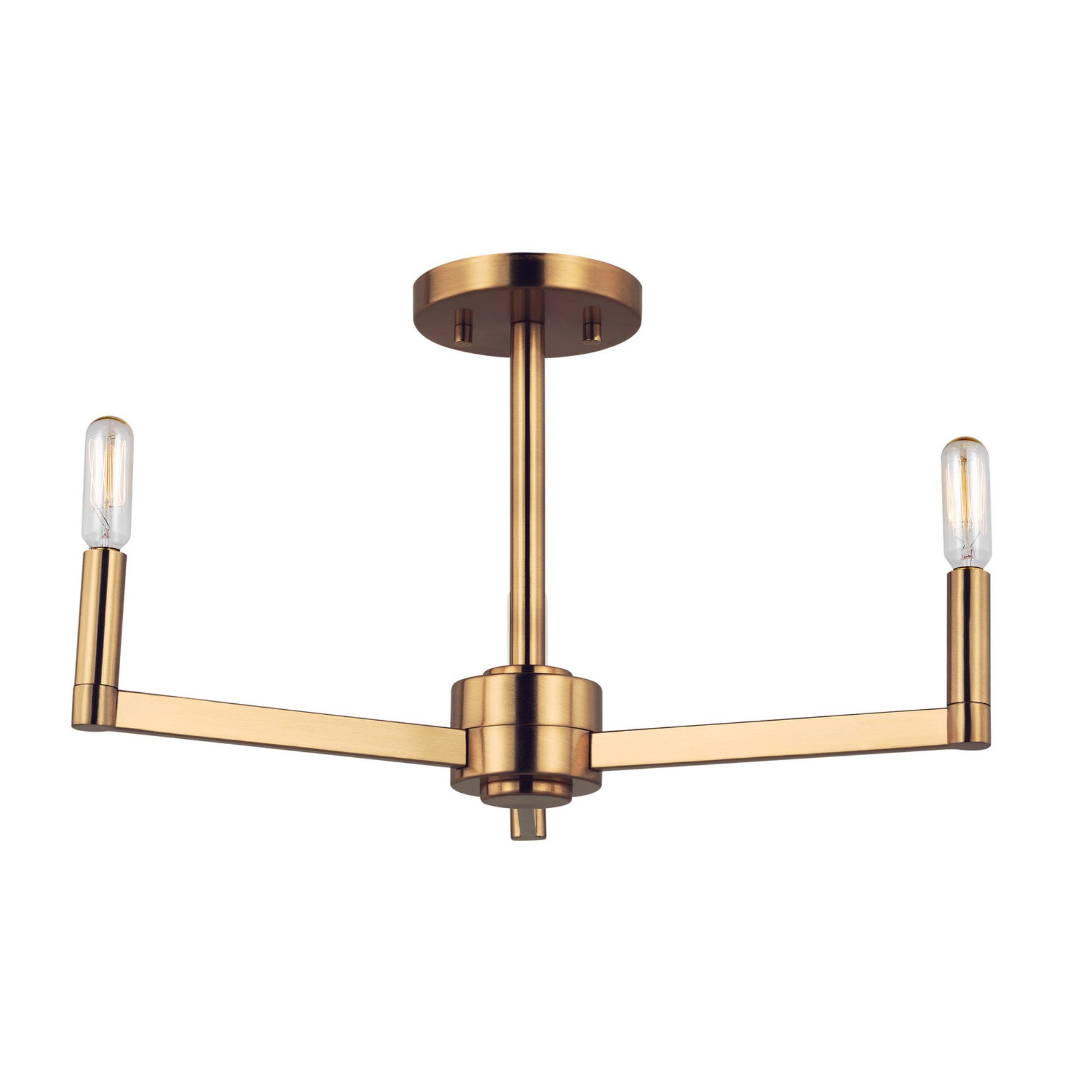 Fullton 20" 3-Light Semi Flush Mount, Satin Brass Finish - Bees Lighting