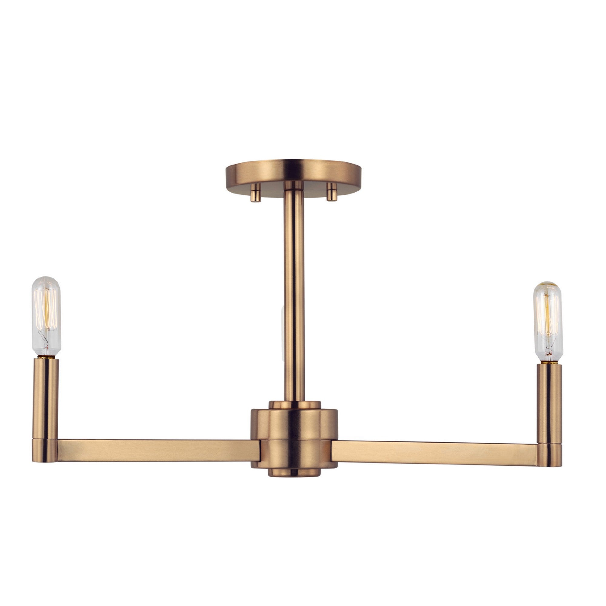 Fullton 20" 3-Light Semi Flush Mount, Satin Brass Finish - Bees Lighting