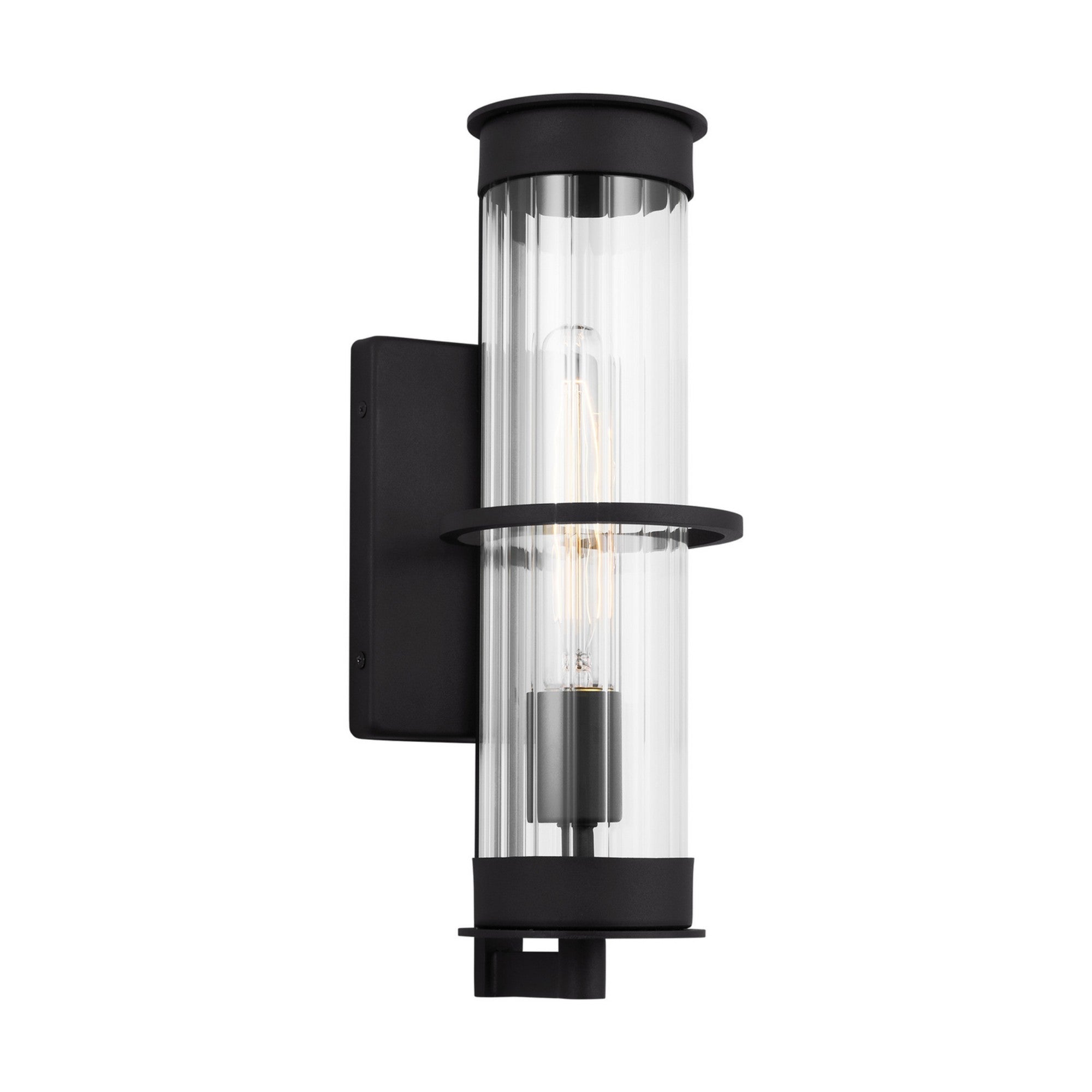 Alcona 15" Medium Outdoor Wall Lantern, Black Finish - Bees Lighting