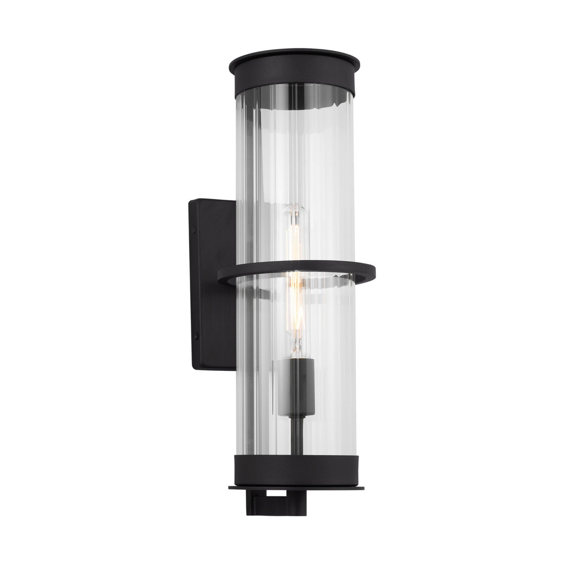 Alcona 18" Large Outdoor Wall Lantern, Black Finish - Bees Lighting