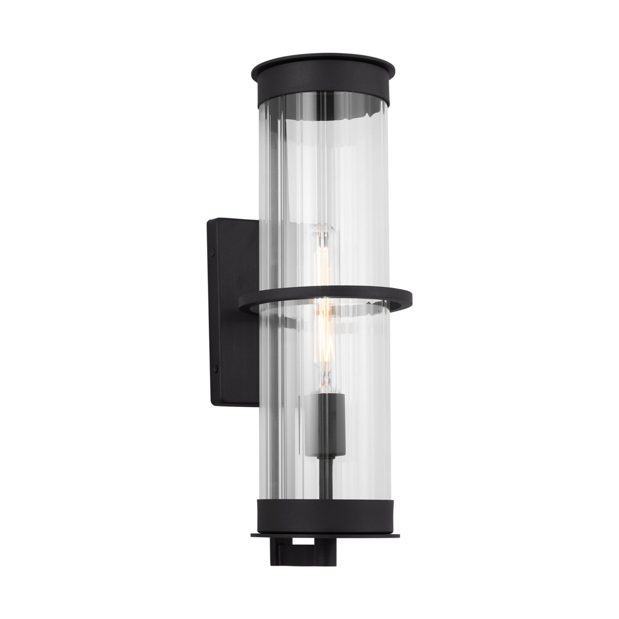 Alcona 18" Large Outdoor Wall Lantern, Black Finish - Bees Lighting