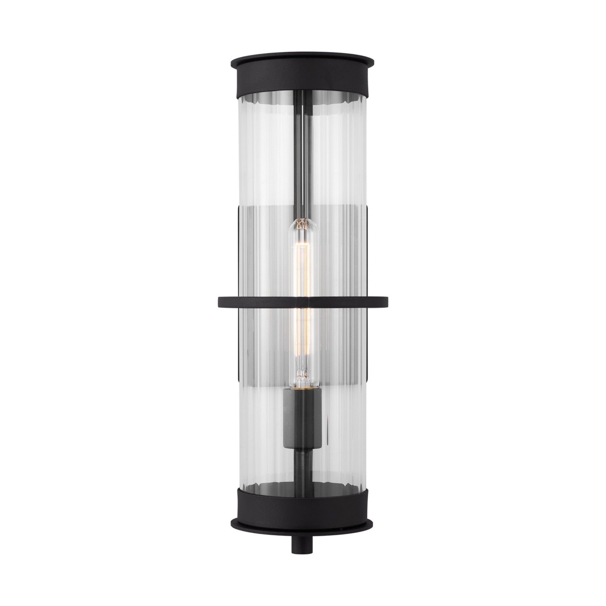 Alcona 18" Large Outdoor Wall Lantern, Black Finish - Bees Lighting
