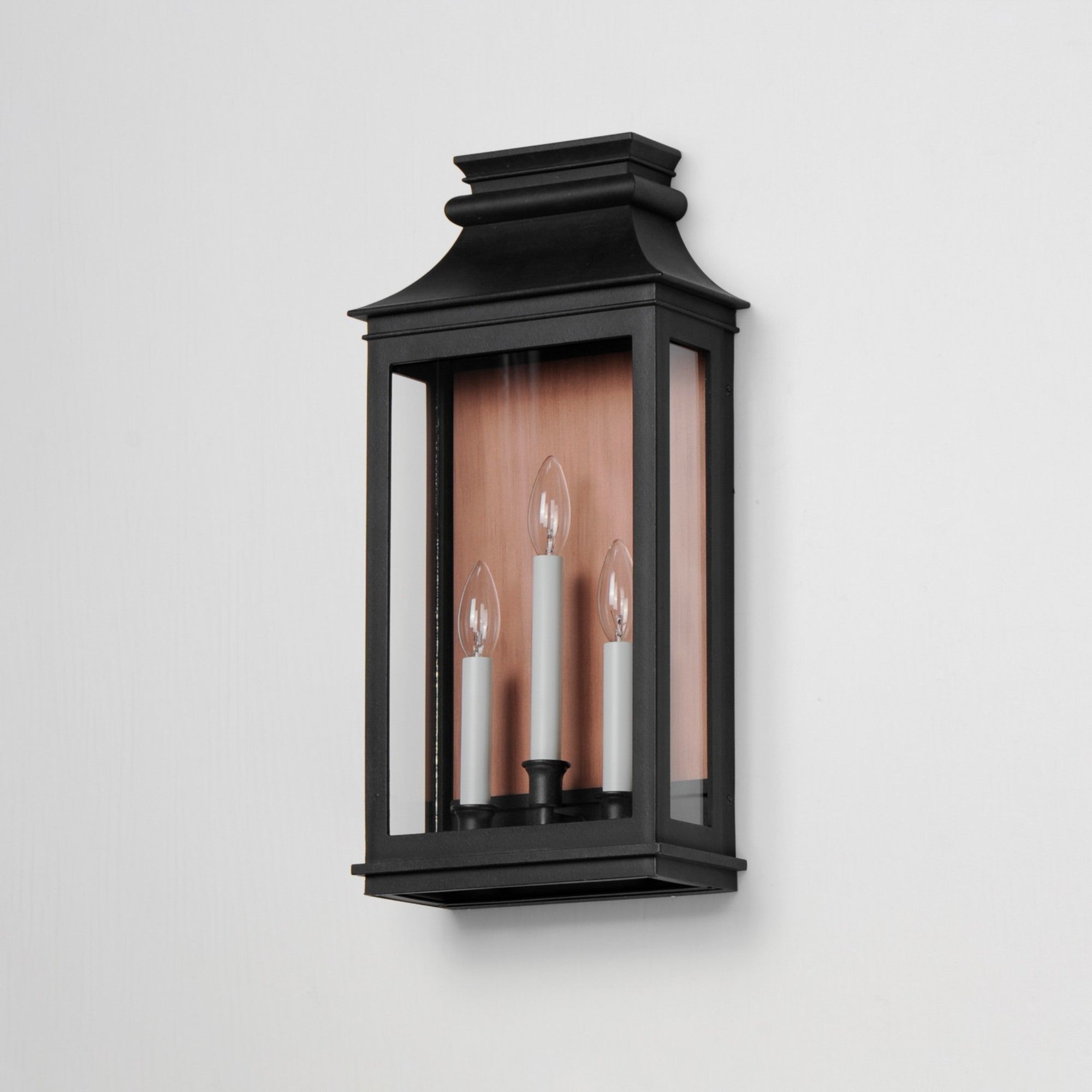 Savannah VX 22" 3-Light Outdoor Wall Sconce, Antique Copper & Black Finish - Bees Lighting