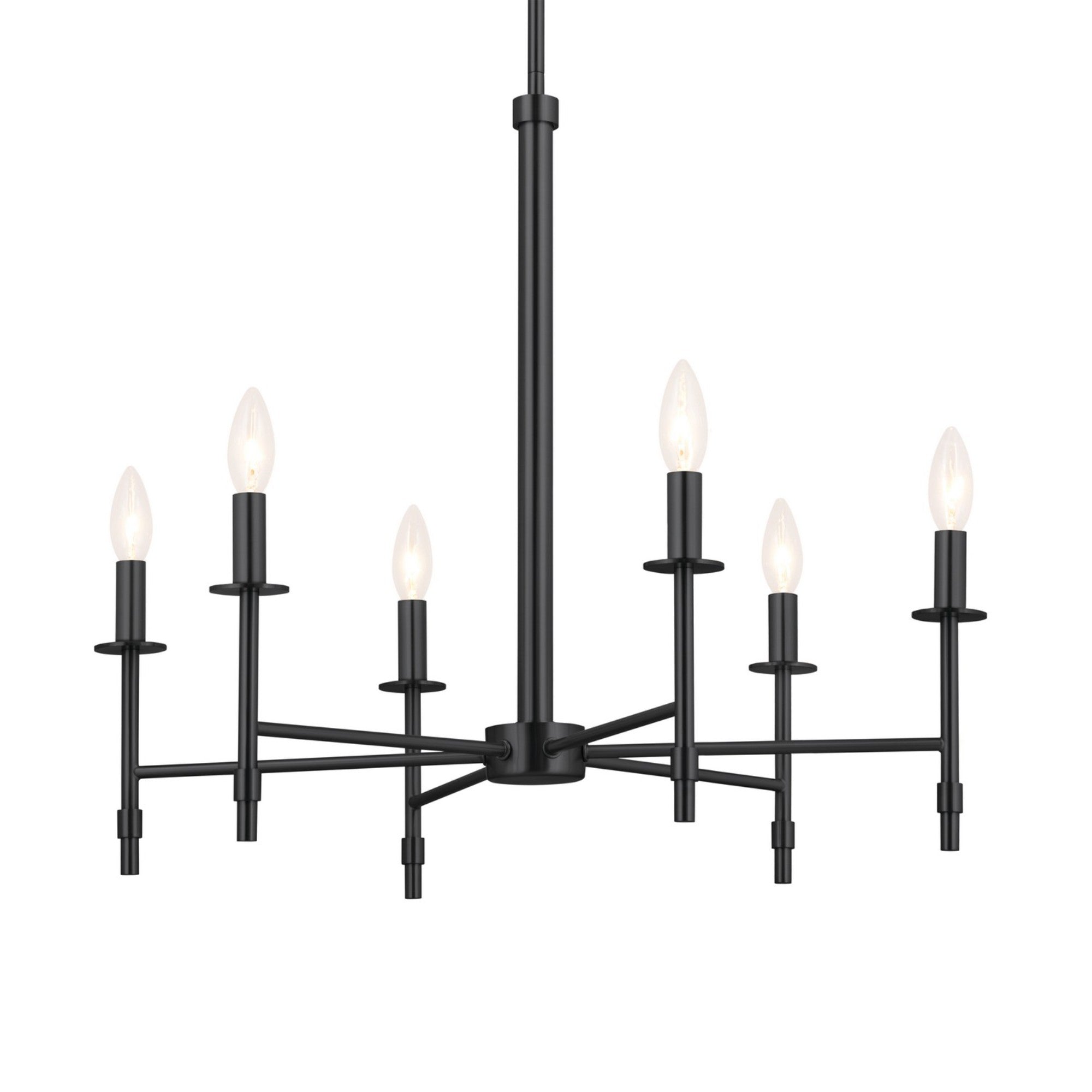 Ali 28" 6-Light Chandelier, Black Finish - Bees Lighting