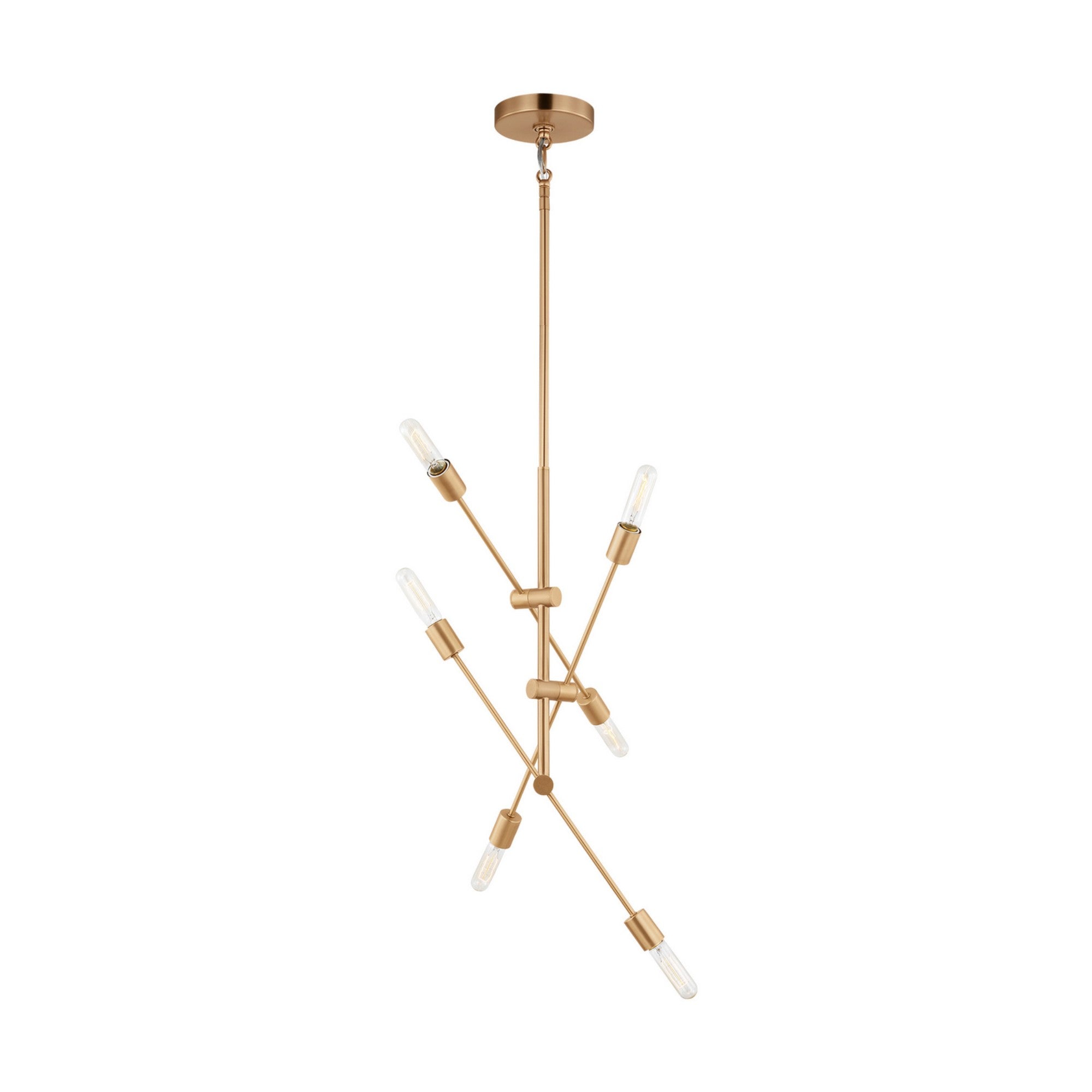 Axis 41" 6-Light Medium Chandelier, Satin Brass Finish - Bees Lighting