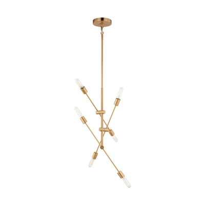 Axis 41" 6-Light Medium Chandelier, Satin Brass Finish
