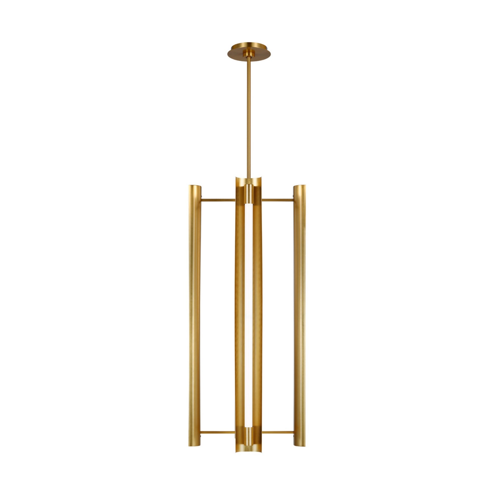 Carson 16" LED 4-Light Tall Pendant, Burnished Brass Finish - Bees Lighting